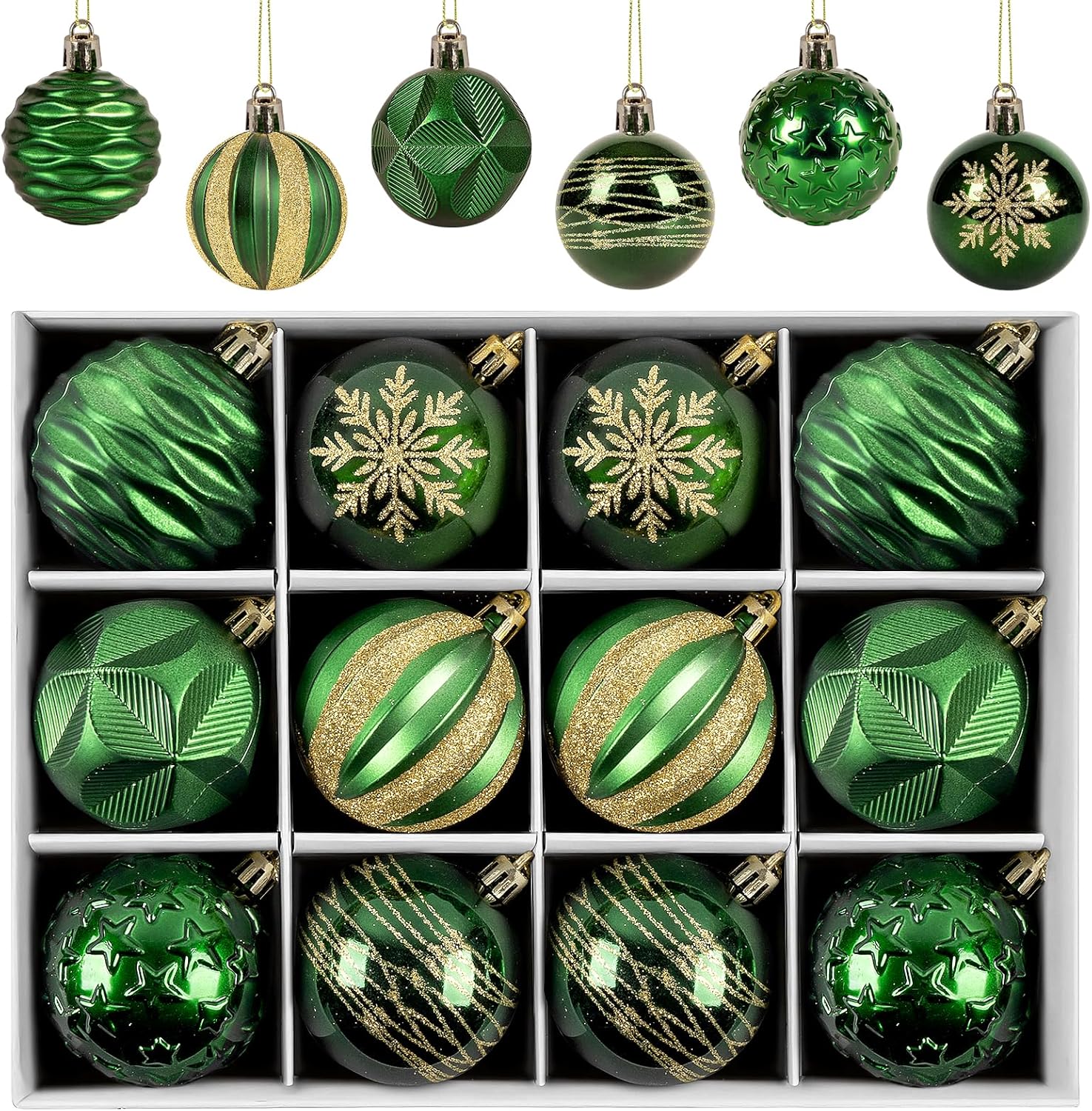 Christmas Balls Ornaments Set,12 Pcs Christmas Baubles 6 cm