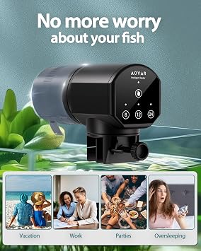 Automatic Fish Feeder Dispenser for Aquarium: 200ML Large Capacity Auto Food Feed Dispensers Moisture Proof Fish Tank Feeding Timer for Vacation Holiday Week