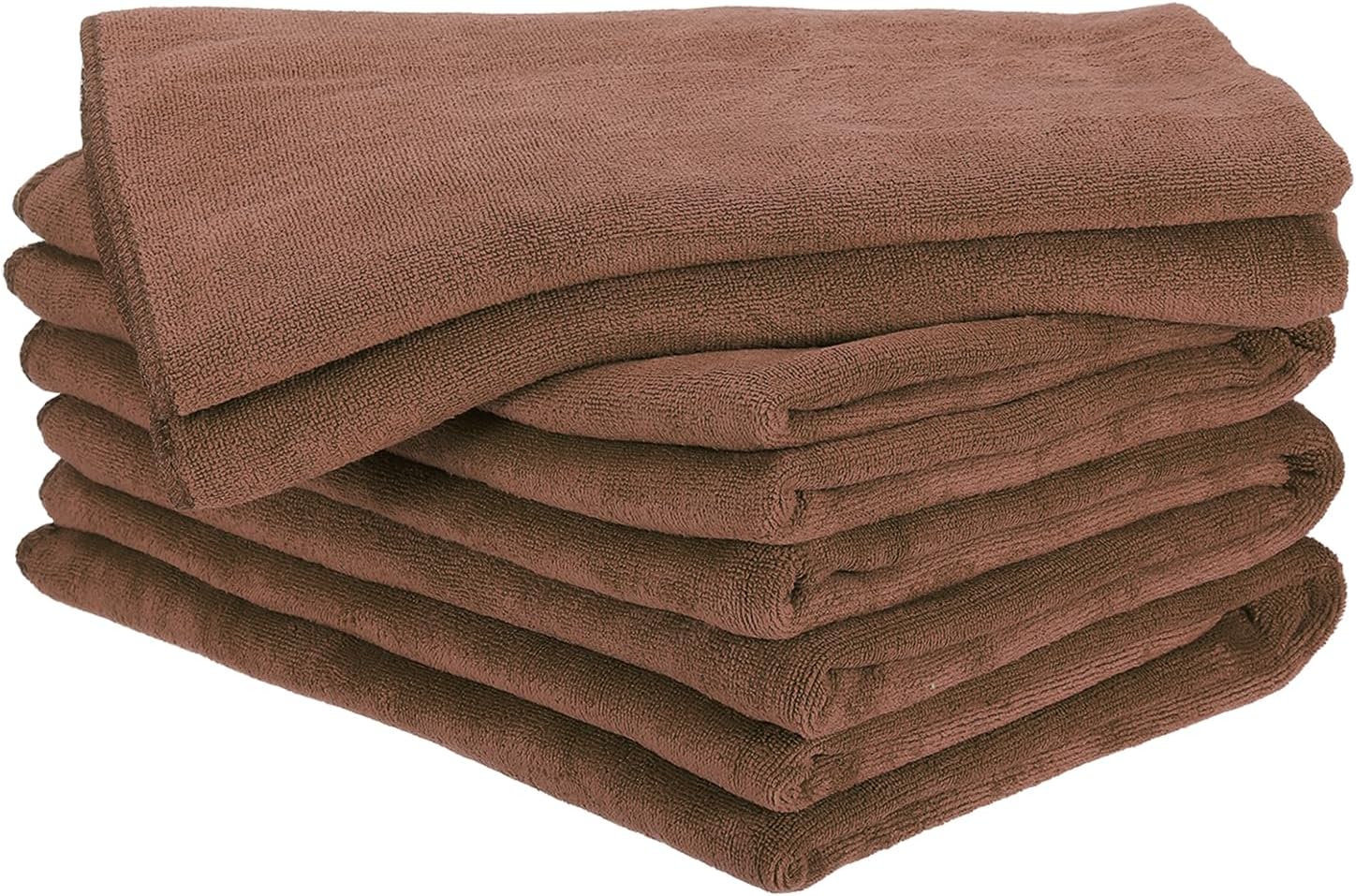 HARFINGTON 4 Pack Microfiber Cleaning Cloth, 71" x 24" Multi-Functional Cleaning Towels Reusable Absorbent Rags for Car Wash Kitchen Household Window Clean, Brown