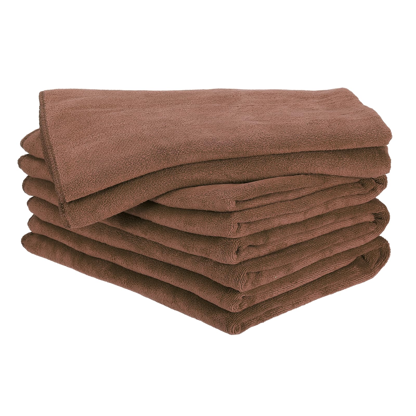 sourcing map 4 Pack Microfiber Cleaning Cloth, 71" x 24" Multi-Functional Cleaning Towels Reusable Absorbent Rags for Car Wash Kitchen Household Window Clean, Brown