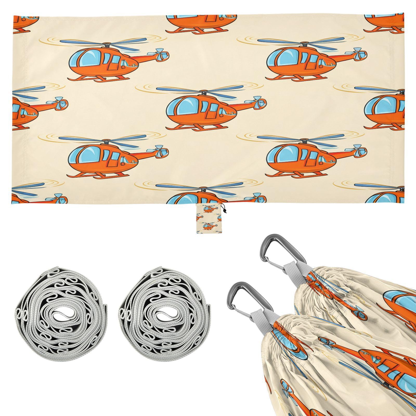 ATTX Cute Cartoon Helicopter Camping Hammock - Lightweight & Portable Hammocks, Heavy Duty 330lbs Capacity for Indoor, Hiking, Backpacking, Travel, Backyard, Beach#227