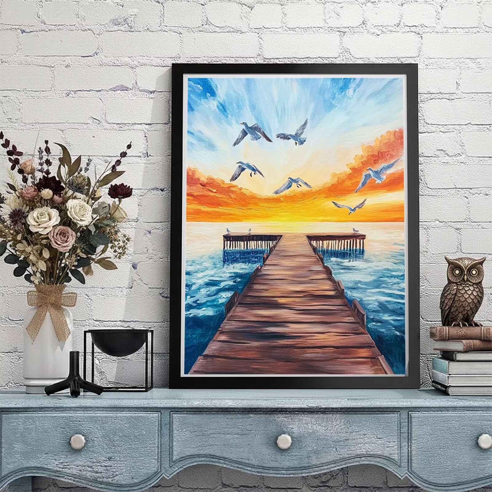 Dipingere con i Numeri Adulti Tramonto Dipingere con i Numeri Costiero Paint by Numbers Hobby Creativi Adulti Fai Da Te Tela di Pittura a Olio Kit, Decorazioni Regalo 60x80cm Senza Cornice Y3-947