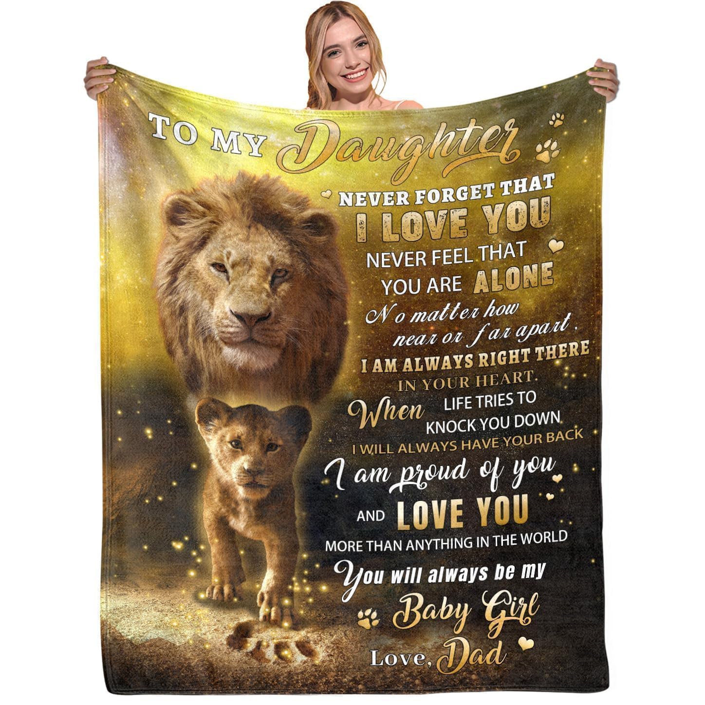 Daughter Gifts from Dad, Valentines Day Gifts, Daughter Blankets, to My Daughters from Dads Blanket, Daughters Birthday Gift from Dad - Soft Flannel Lion Throw Blanket 50" x 60"