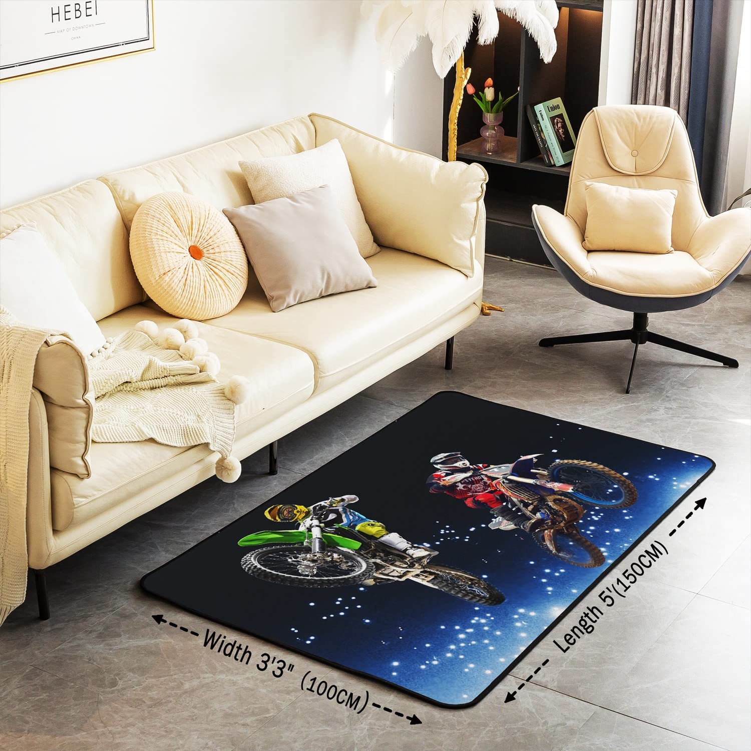 Loussiesd - Arazzo da parete per motocross, cross, sport estremi, per bambini, ragazzi, uomini, moto, da corsa, da parete, decorazione per camera da letto, soggiorno, grande, 150 x 180 cm