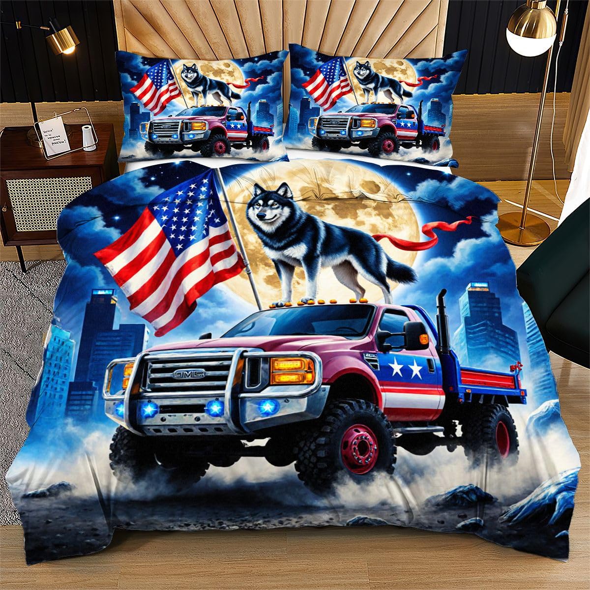 Parure de lit loup voiture 160x200 pour transformer la chambre des ados amateurs de beaux décors