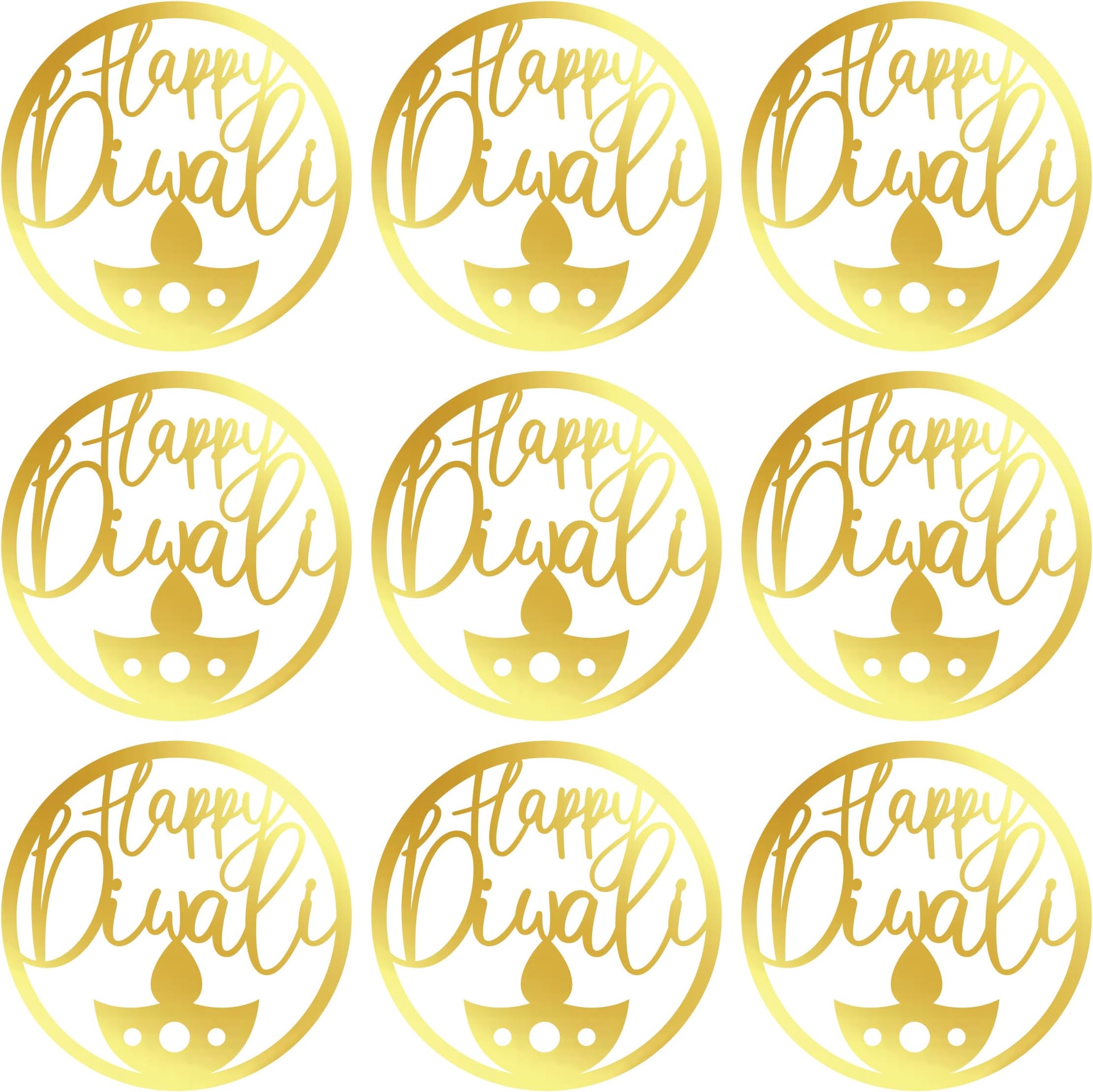 Happy Diwali Mirror Acrylic Gift Tags (Lotus Design) - Decoration for Diwali Gifts (Design No 11)