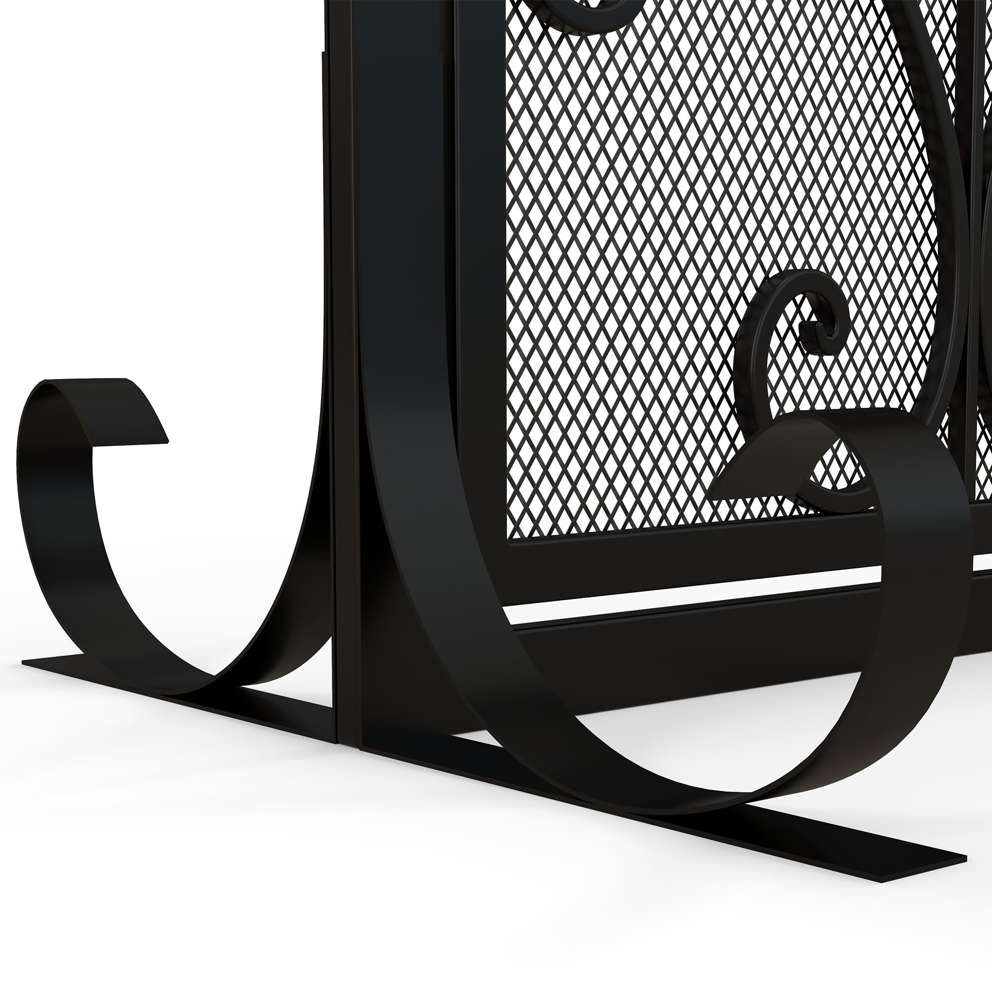 HOMCOM Pare-feu cheminée, Grille de Protection pour cheminée, Panneau Unique en Maille d'acier, Sommet arqué, avec Double Porte magnétiques, 105 x 40 x 80,5 cm, Noir