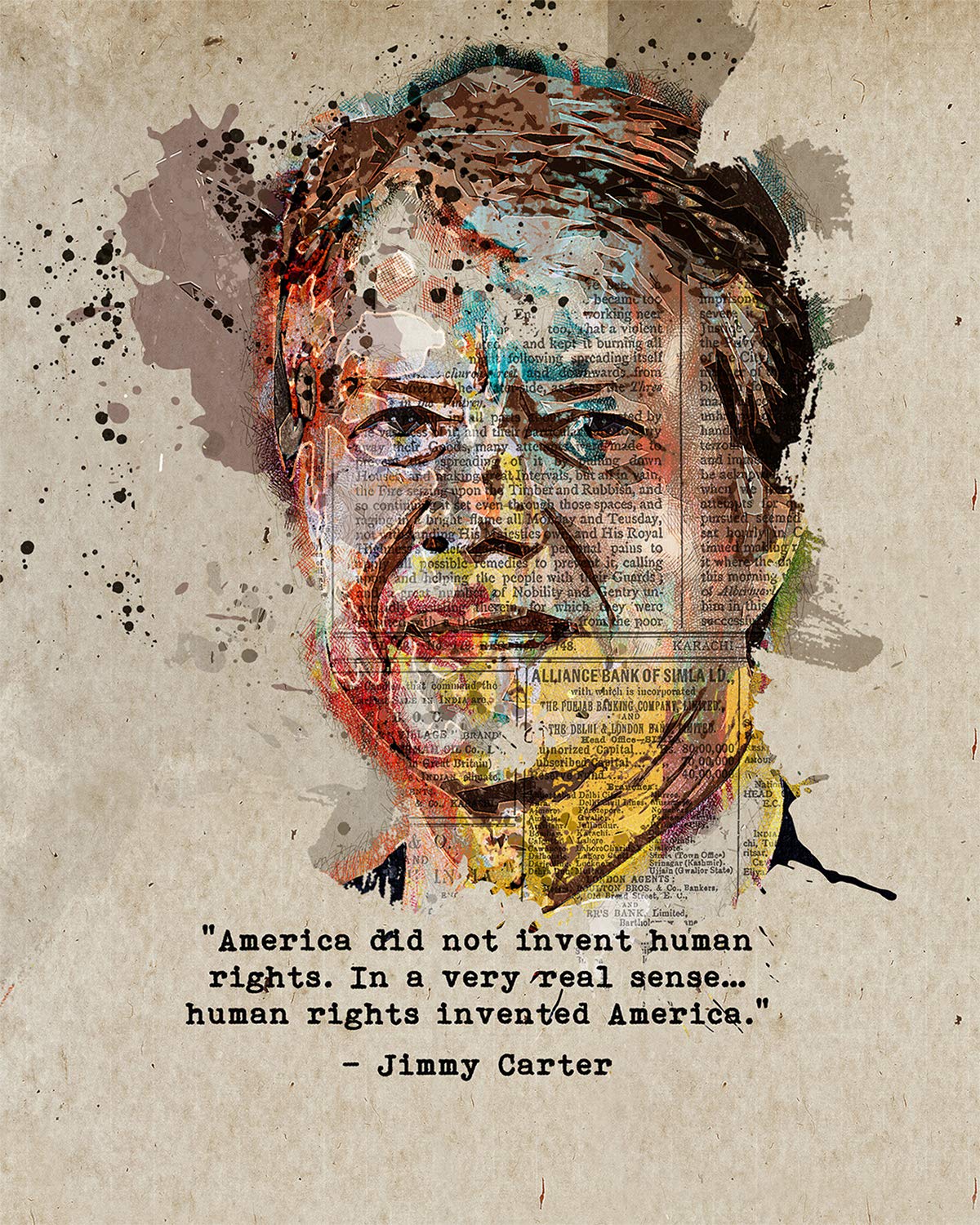 “America did not invent human rights...” -Jimmy Carter - Wall Decor Art Print - 8x10 unframed colorpop artwork printed on photograph paper