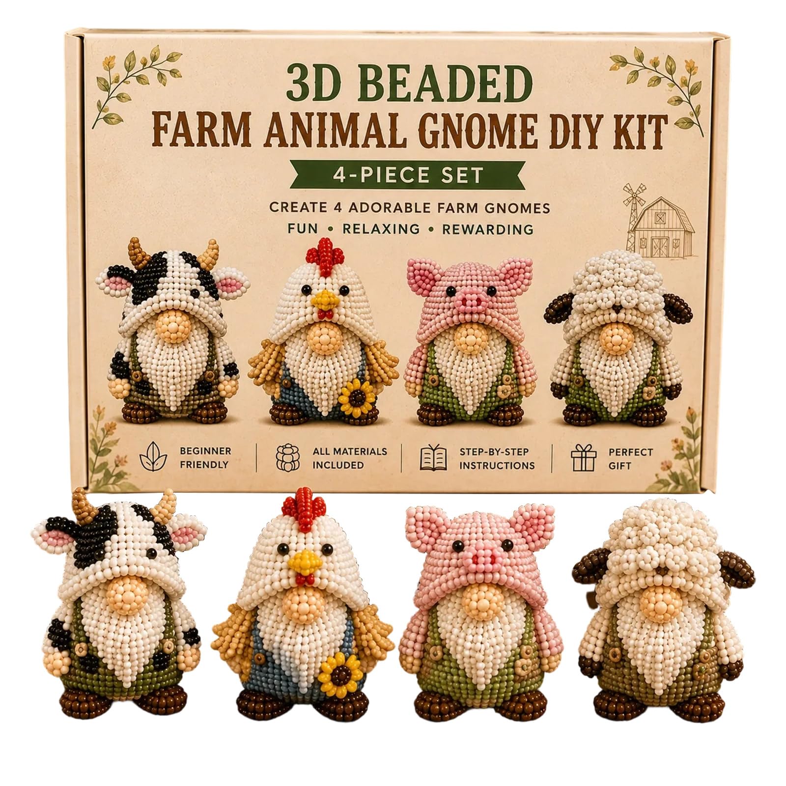 3D Beaded Craft Kit, Handmade Creative Jewelry Art Craft Kit for Kids,Teens & Adults, DIY Handmade Bead Art Set with Full Materials & Instructions (13 - Zwergs B)