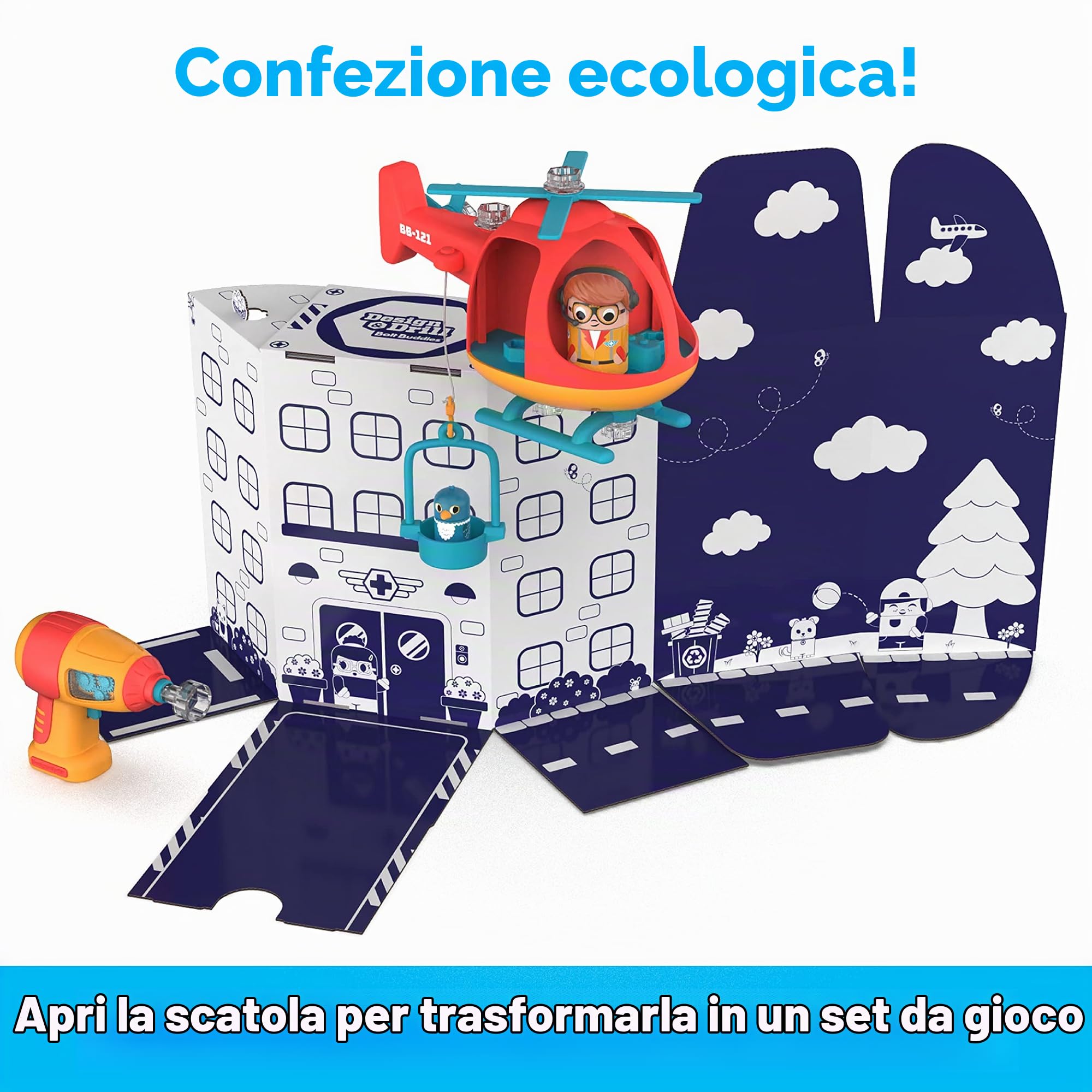 Elicottero di Soccorso con Bolt Buddies Design & Drill di Learning Resources, Gioco di costruzione per sviluppare la motricità fine