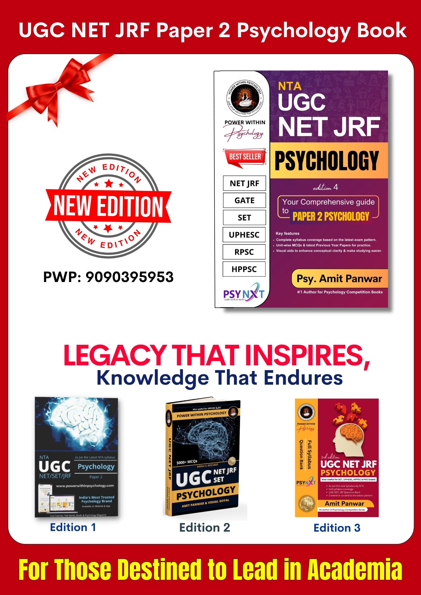 PWP NTA UGC NET JRF Psychology 2026 - Paper 2 Preparation Book - Also useful for PhD / SET / GATE / UPHESC (Complete Syllabus with MCQs Question Bank included) - New and Updated Edition 4 (2026) 4