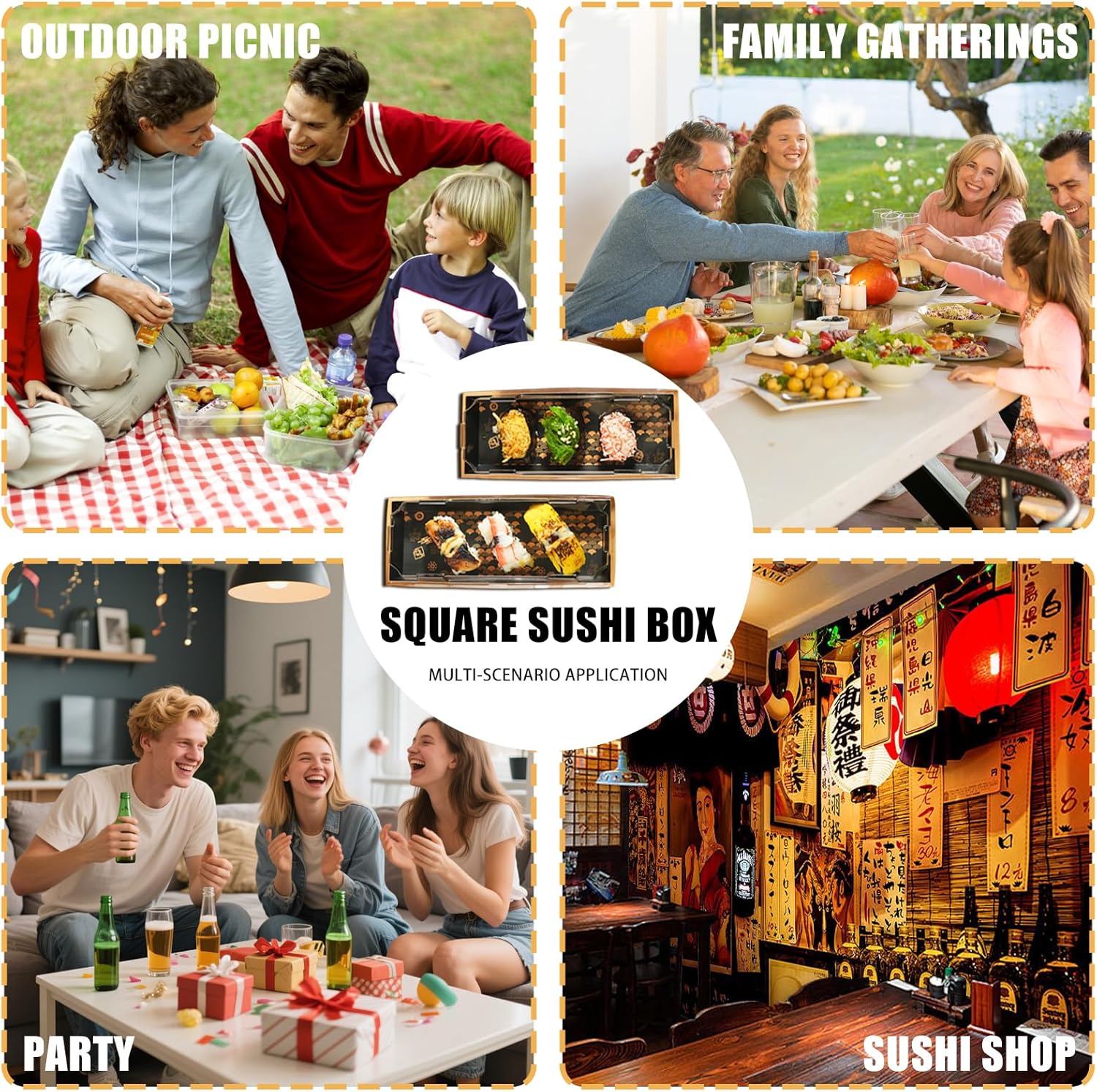 100 Pack Sushi Containers with Lid, 8.5 x 3.5x1.7 Inch Sushi Boxes To Go, Disposable Take Out Boxes Paper To Go Containers for Hot Dogs, Sandwiches, Cookies, French Fries (Small)