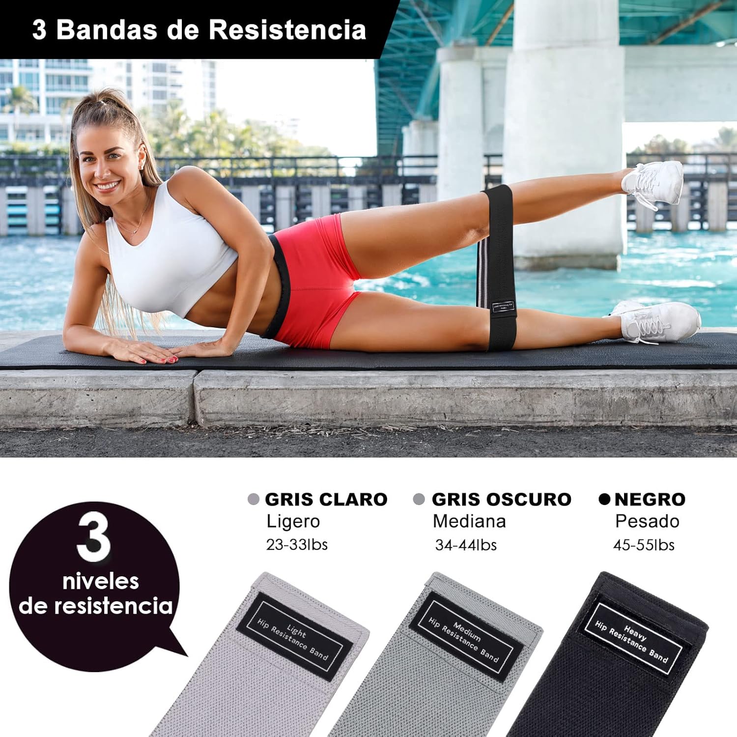 Yostyle Almohadilla para Barra Hip Thrust Alfombrillas para Cuello y Hombros Tobilleras para Resistencia Bandas elásticas de Resistencia para Ejercicios de Piernas Caderas y...