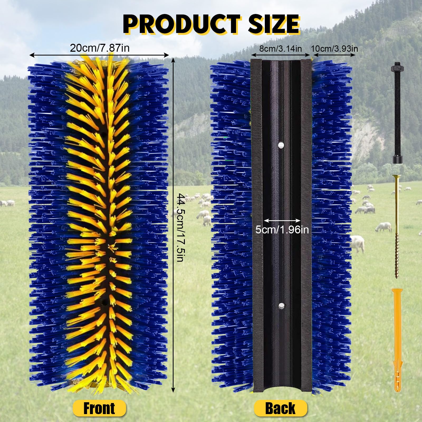 2 Brosses à Gratter pour Bétail, Grattoir universel pour Cheval, Brosse de Massage Complet pour Cheval Chèvre Vaches Moutons Cochons Bétail (Bleu et Or)