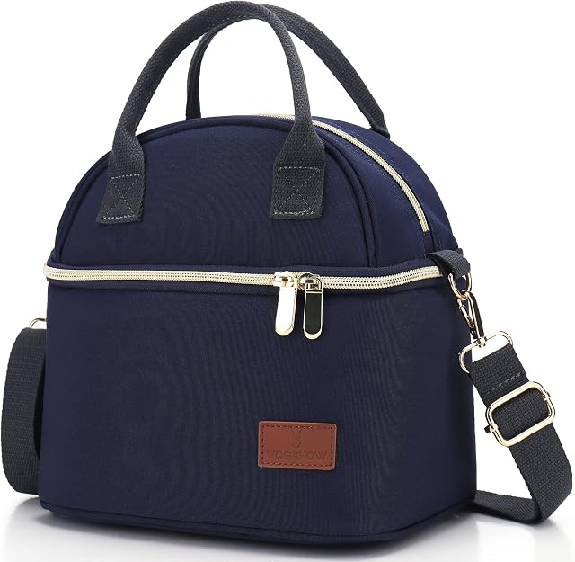Vogshow Picnic Lunch Bag 9L Cool Bag Insulated Lunchs Bag for Women/Men, Dual Compartment Cooler Bag for Kids & Adults, Thermal Lunch Tote with Shoulder Strap for Work/School/Outdoor/Camping (Blue)