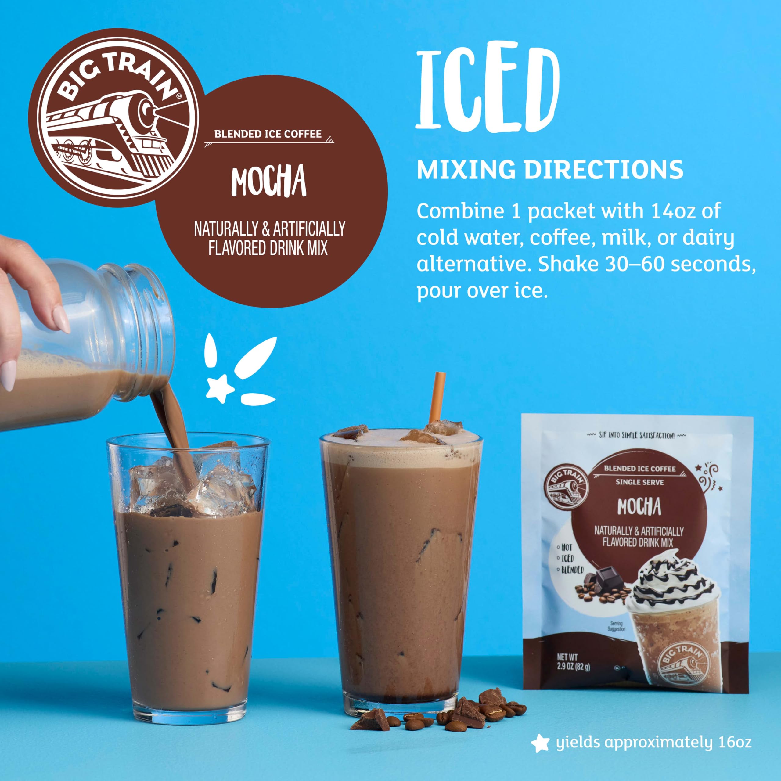 Big Train Mocha Blended Iced Coffee Beverage Mix, 2.9 oz Packets (Pack of 12)