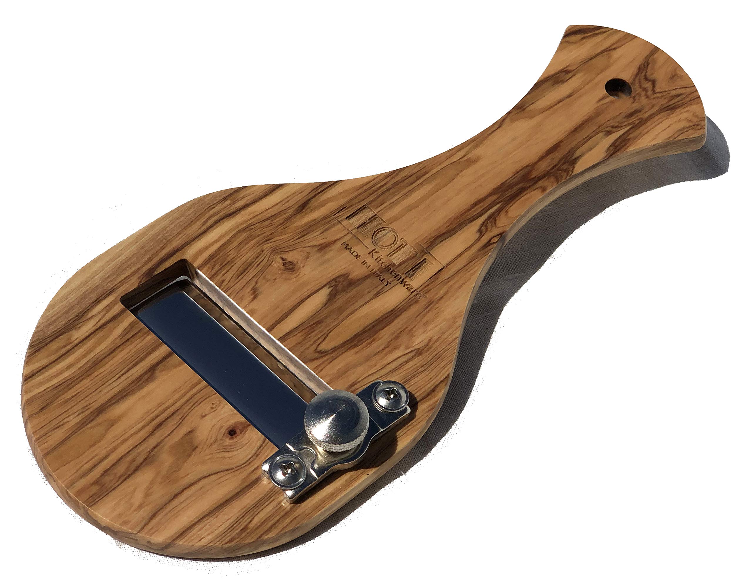 HOT! Kitchenware Tagliatartufi in Legno d'ulivo, con Lama Liscia Regolabile, Made in Italy