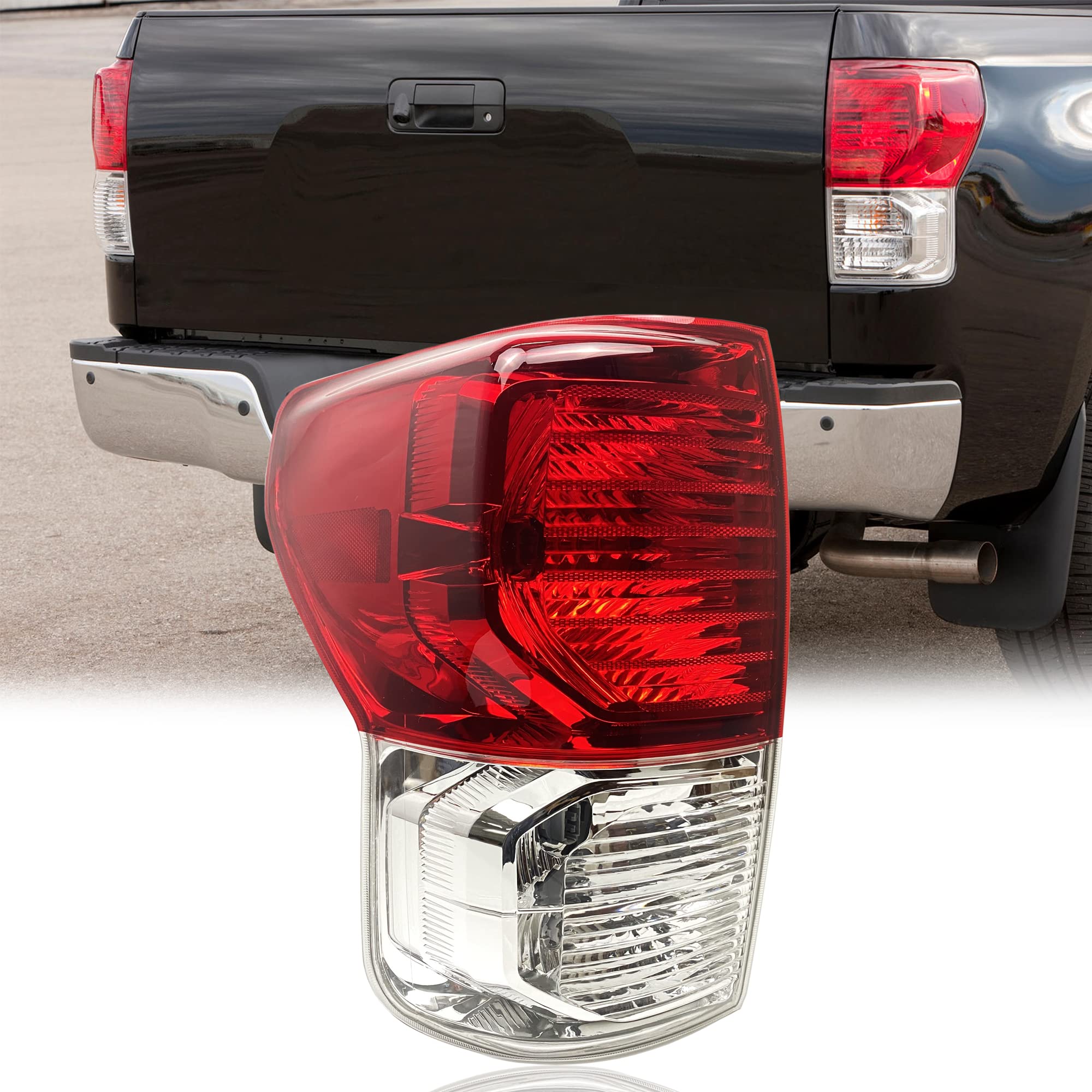Photo 1 of CRACKED SHIELD**YzusGomumu Left Tail Light Assembly Pickup Truck Tail Lights Housing Compatible with 2010-2013 Toyota Tundra Replaces TO2800165 TO2800183 815600C090 81550-0C090 Driver Side