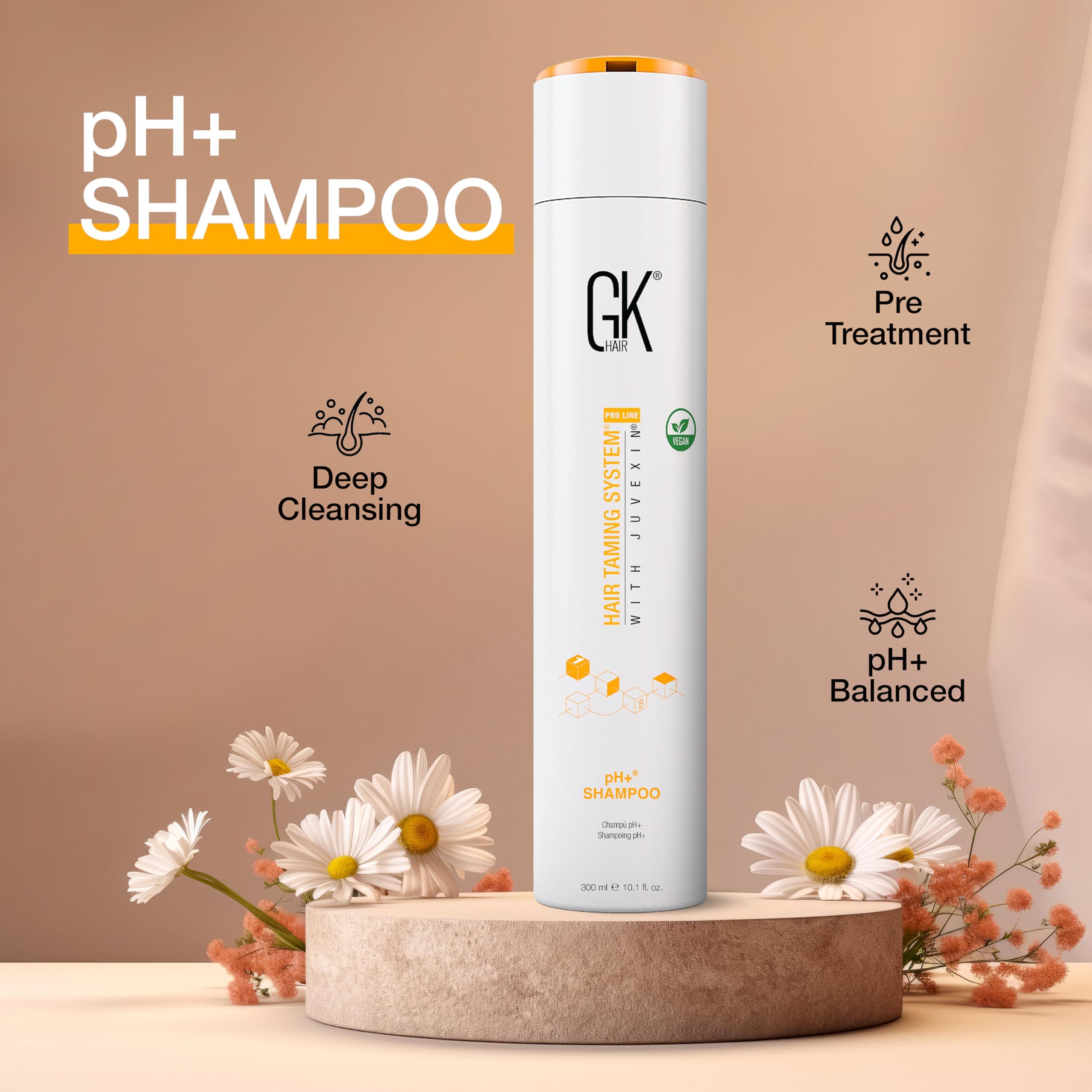 GK Hair Champú y acondicionador hidratante con queratina de 300 ml con pH + Champú clarificante de 300 ml y sérum capilar (10 ml/paquete de 2)