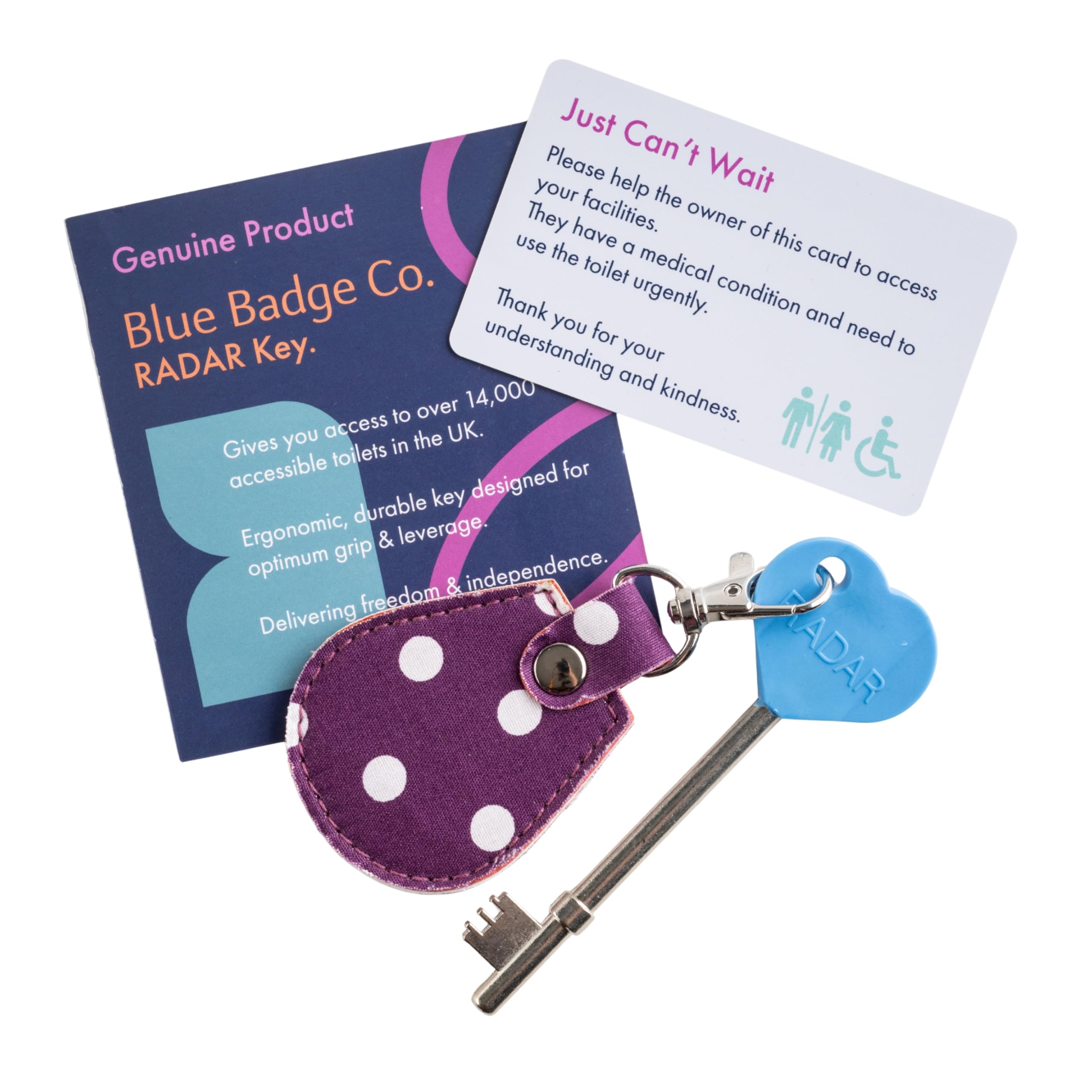 Official & Genuine Radar Disabled Toilet Key with Spotty Grape Fabric