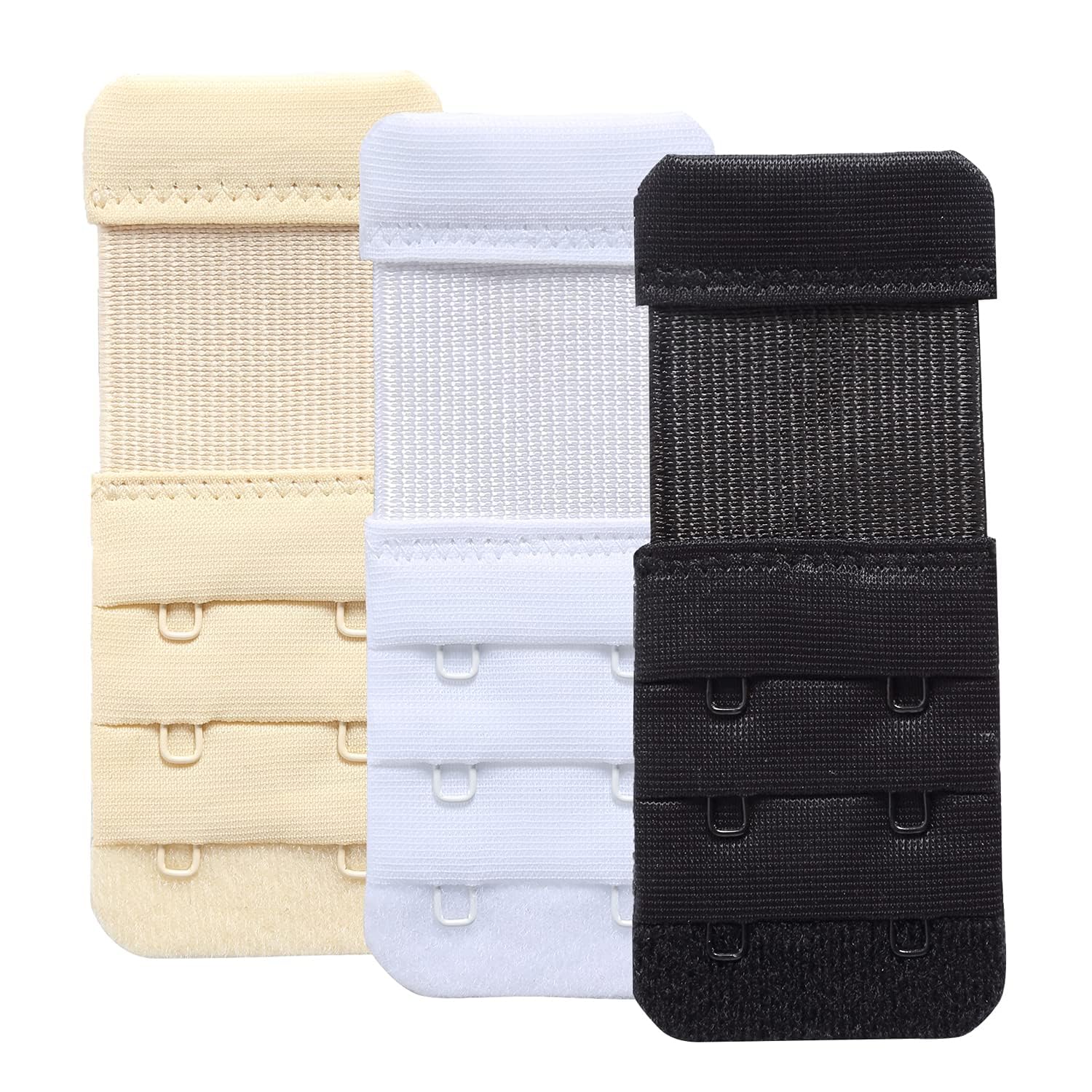 Bra Hook Extender-2 Hook - 3 Eye (with Extra Elastic) White Black Skin
