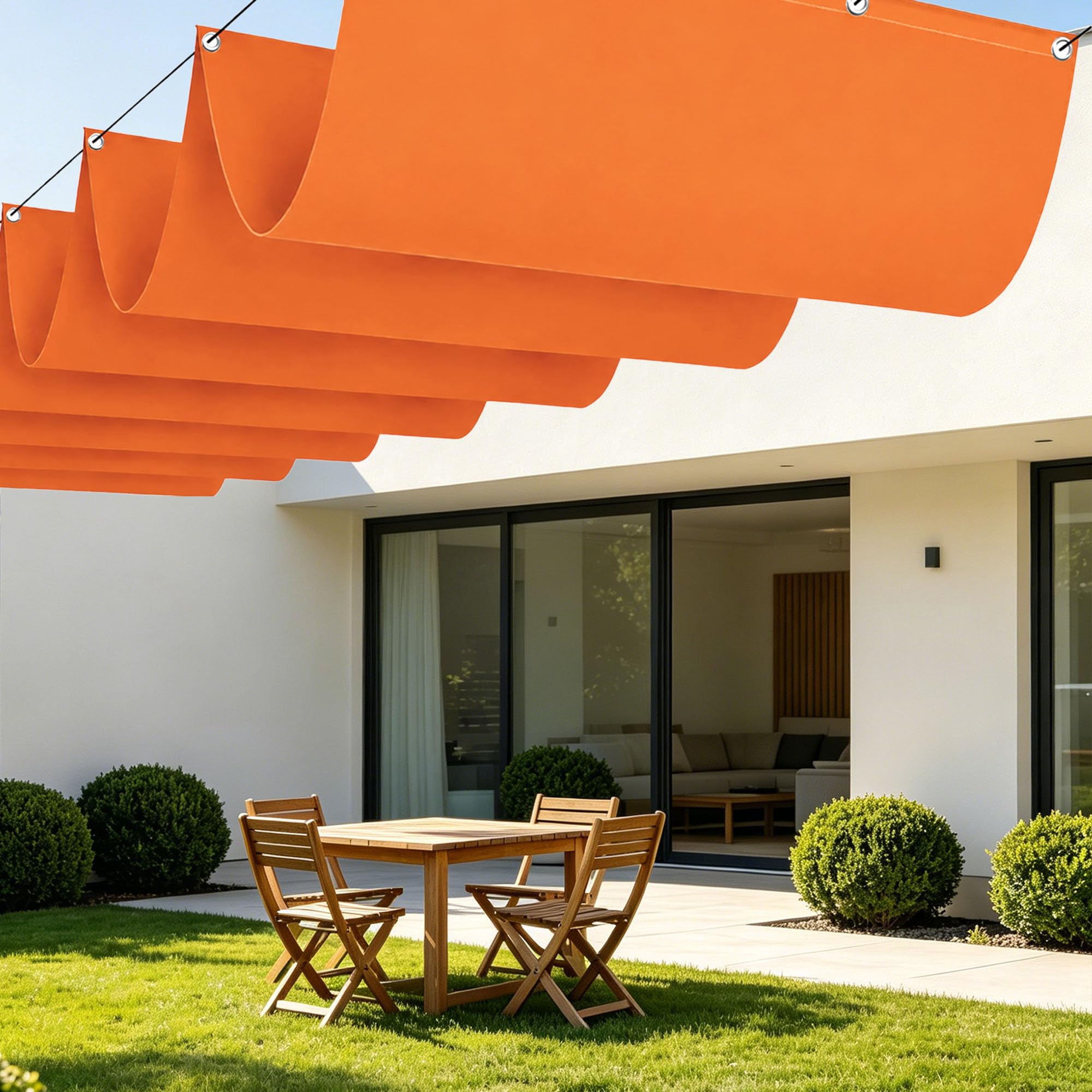 Toile d'ombrage rétractable orange 100x250cm rectangulaire pour jardin