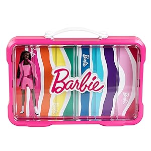 Theo Klein 5808 Barbie Vitrina, Espacio para 6 Barbies, Logotipo Barbie Brillante, con práctica asa de Transporte, Juguete para niños a Partir de 3 años