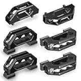 RENO Aluminum Tie Down Anchors Combo, 4Pcs Bed Rail Tie-Down Cleat + 2Pcs Tie Down Hook Compatible with Tundra/Tacoma, OEM PT278-35160/35050-S1/35100-S1/35111/35112/PT785-35050-S1/66312-0C010 (Black)