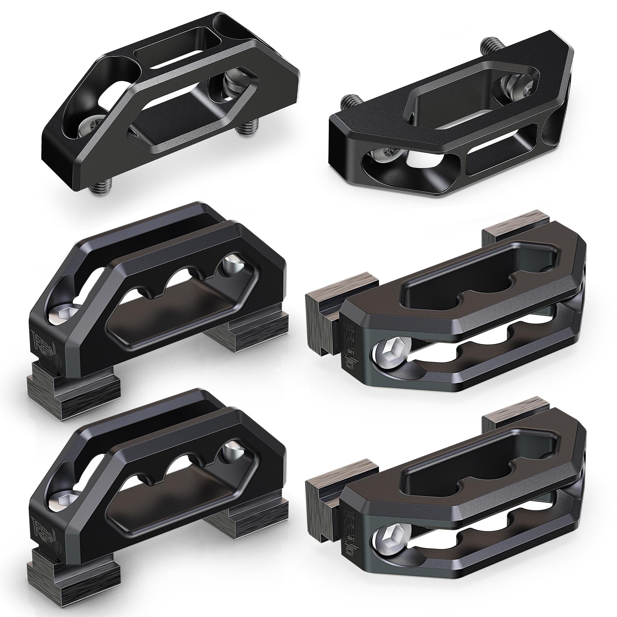 RENO Aluminum Tie Down Anchors Combo, 4Pcs Bed Rail Tie-Down Cleat + 2Pcs Tie Down Hook Compatible with Tundra/Tacoma, OEM PT278-35160/35050-S1/35100-