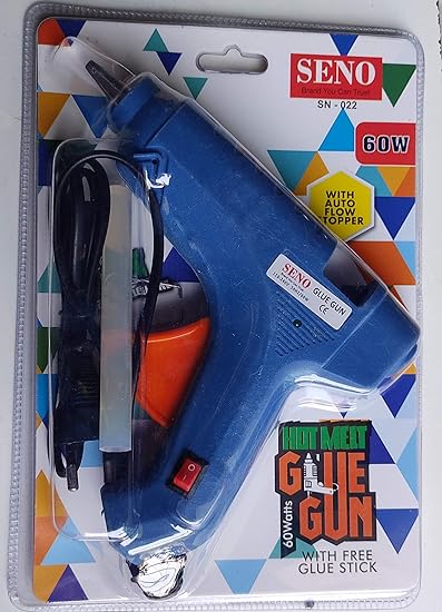 SENO Glue Gun 60W with Light and Switch with Free 10 Glue Stick - 200 MM (Blue)