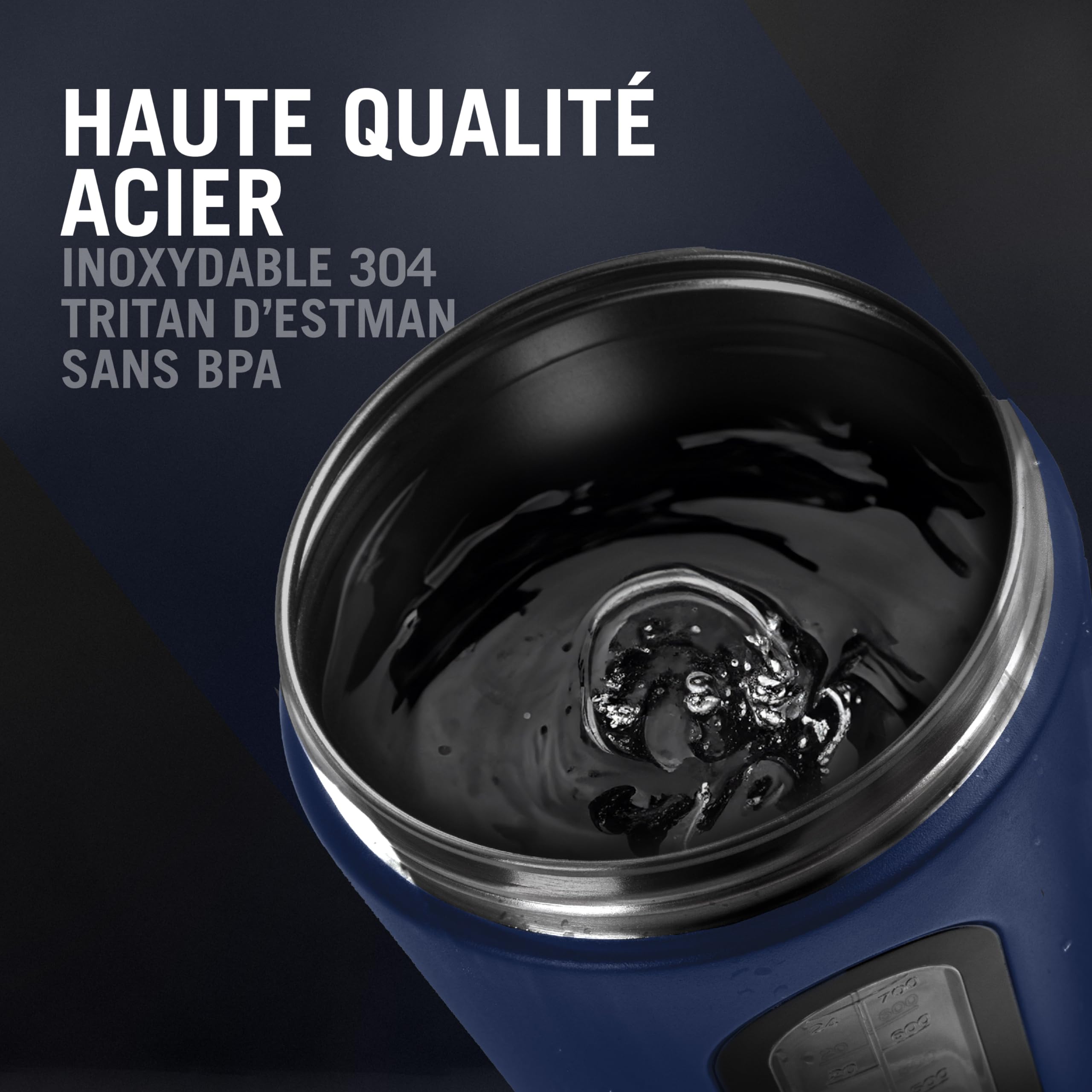 ZEUZ® Tasse à Shake en acier inoxydable de qualité supérieure – Shake Tasse - Sans BPA - 700 ml (Bleu marine)