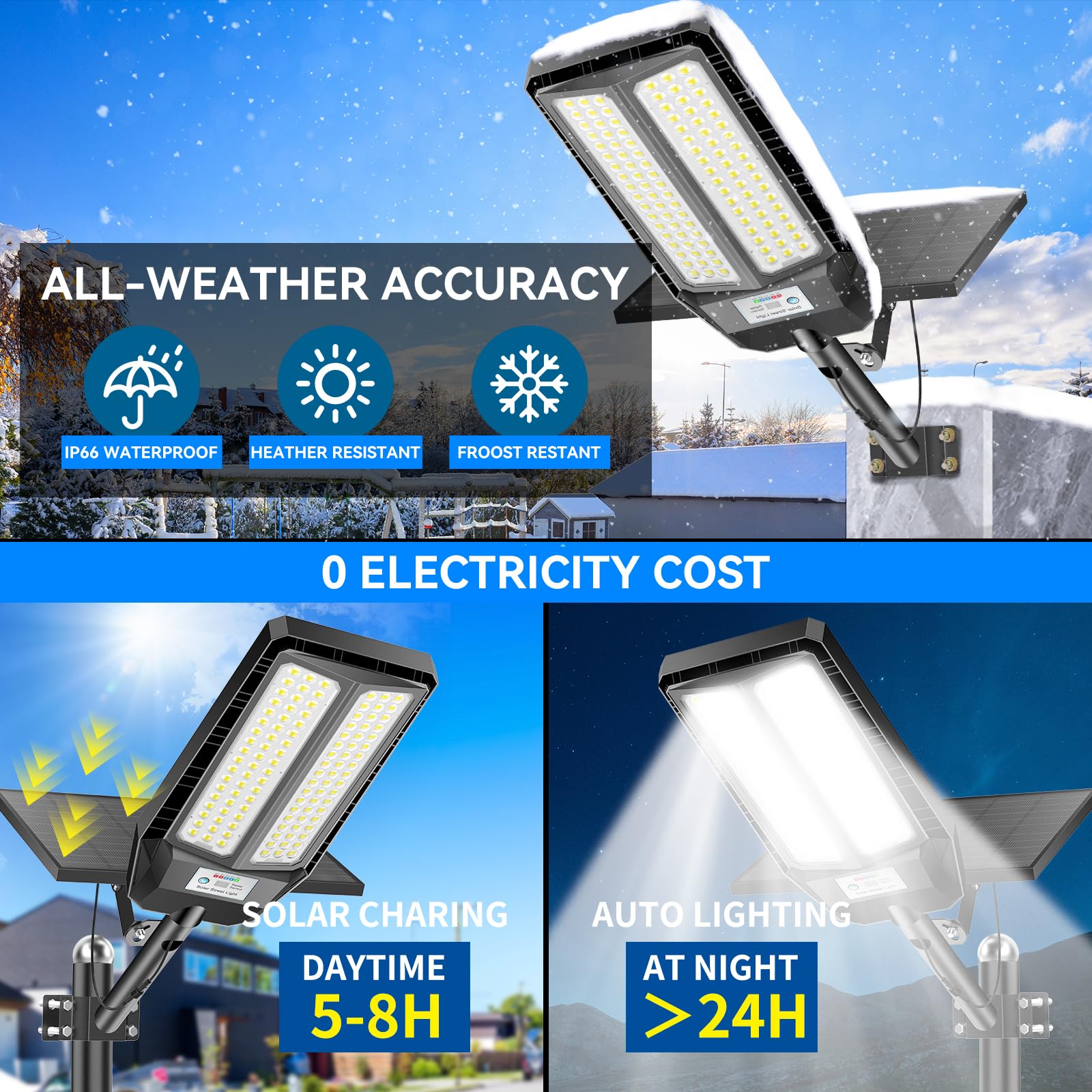 Adewalk 1200W Solar Straßenlaterne mit Fernbedienung, IP66 Wasserdichte Solarlampen für Außen mit Bewegungssensor, 6500K Split Solarleuchten LED Solar Strahler Außen für Gärten Garage Straßen