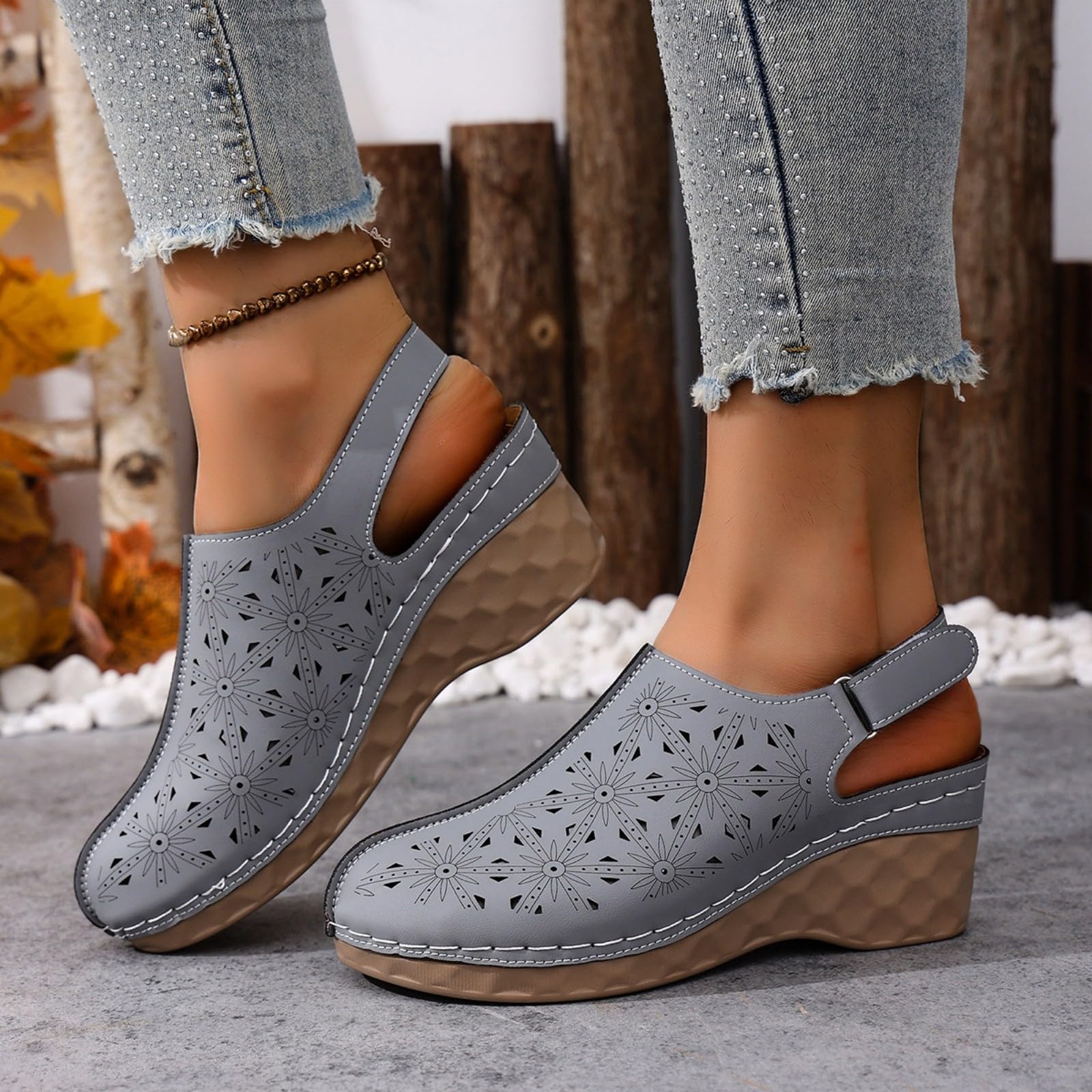 Generico Sandales OrthopéDiques Femme Confortables LéGèRes AntidéRapantes Semelle Souple Respirantes Chaussures Femme éTé éLéGantes Mules Support Coupe Large Ville Vacances