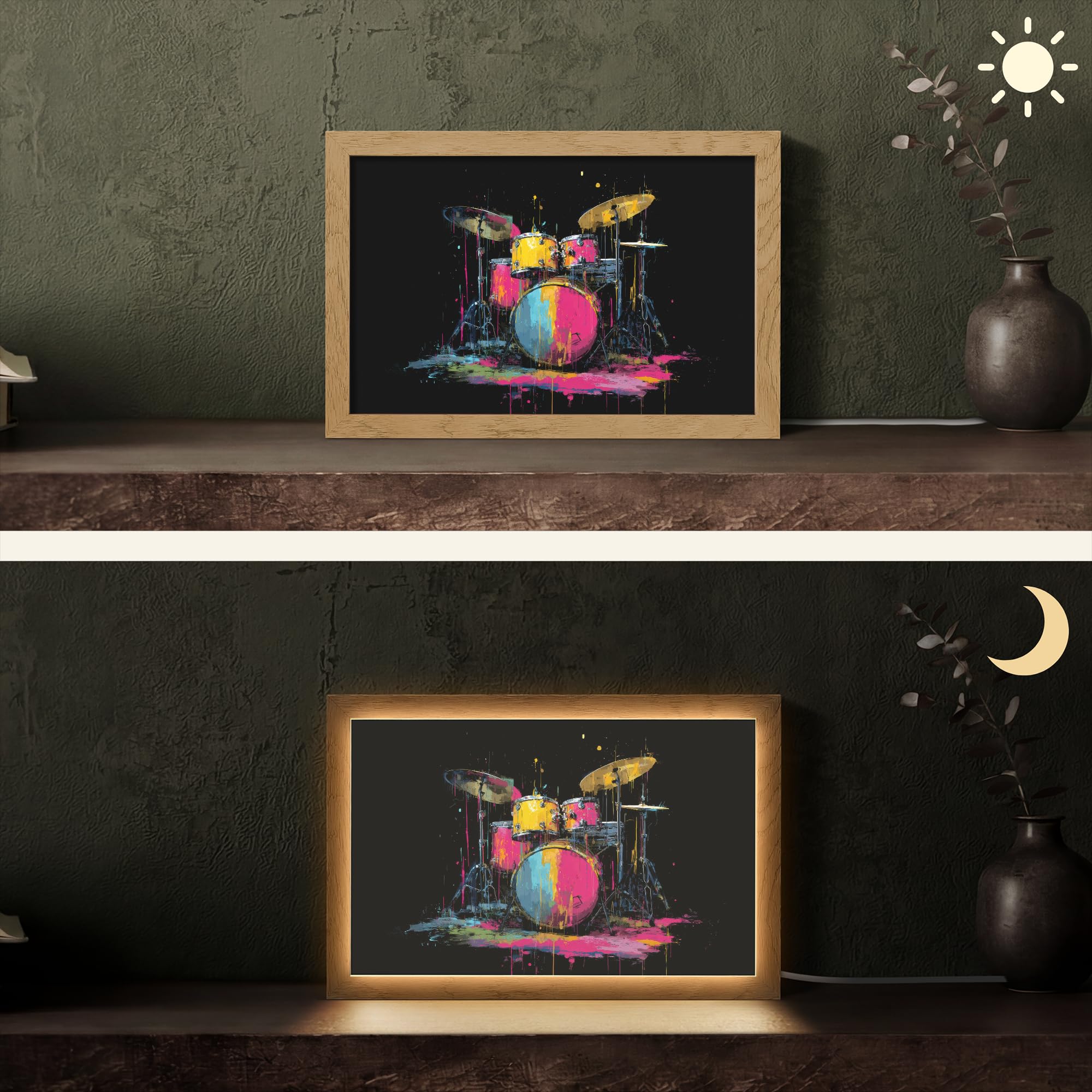 Luz Nocturna [template] 30x20 cm Lamparas Mesita De Noche Night Light Table Lamp Lampara Escritorio Lamparita Batería - Colorido - Pintura - Animado