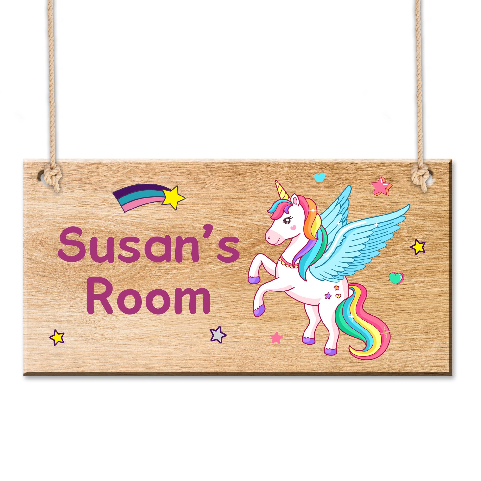Custom Sign Personalized Bedroom Door Signs Wooden Room Decor Bedroom Accessories Rectangle Name Door Sign Plaques Custom Gifts UV Printed with Any Name for Son Daughter Kids Baby Toddler (Design 6)