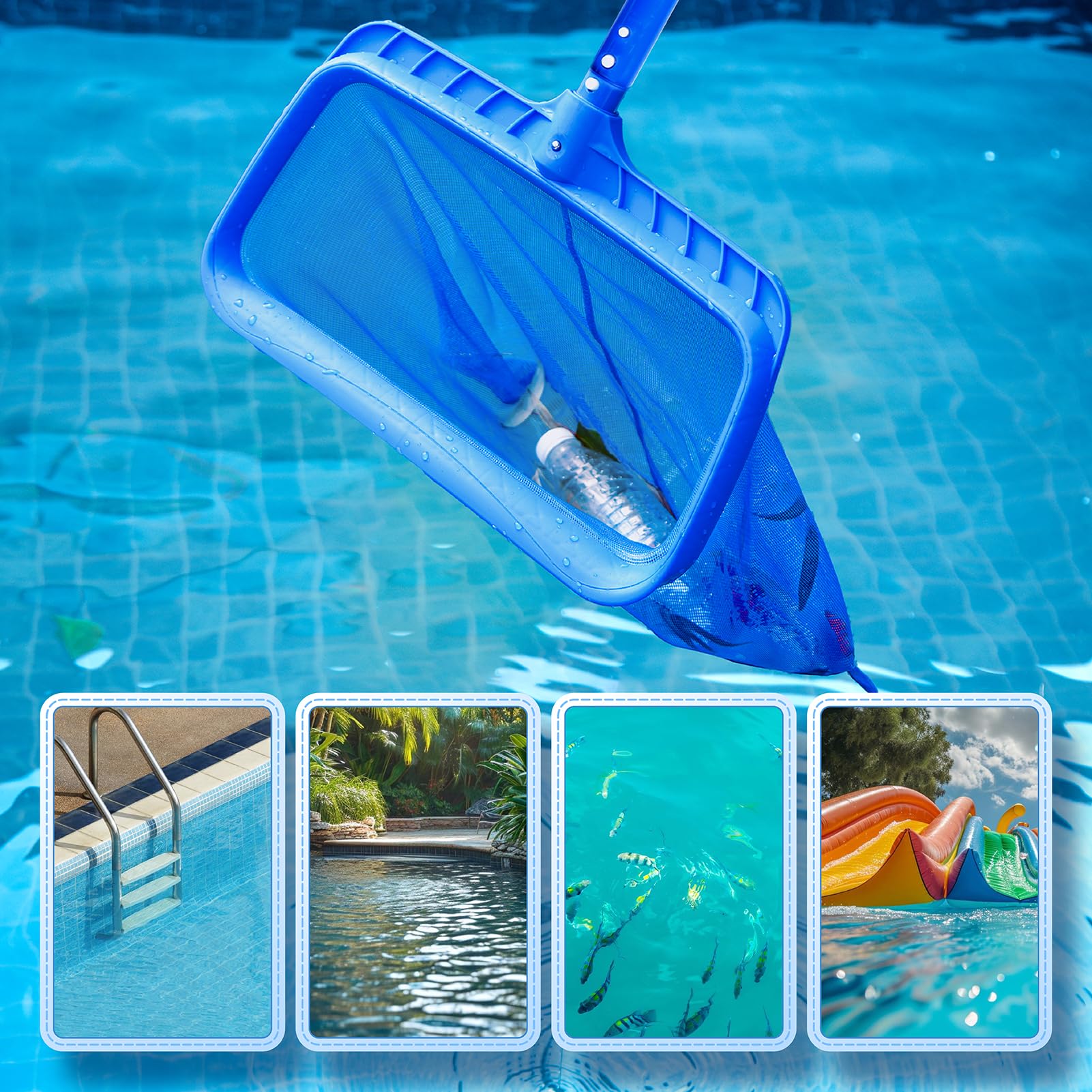 VABNEER Épuisettes de Surface pour Piscine, ramassage des Feuilles de Surface, Filet de Nettoyage pour Piscine Bassins Aquariu Thermales Fontaine