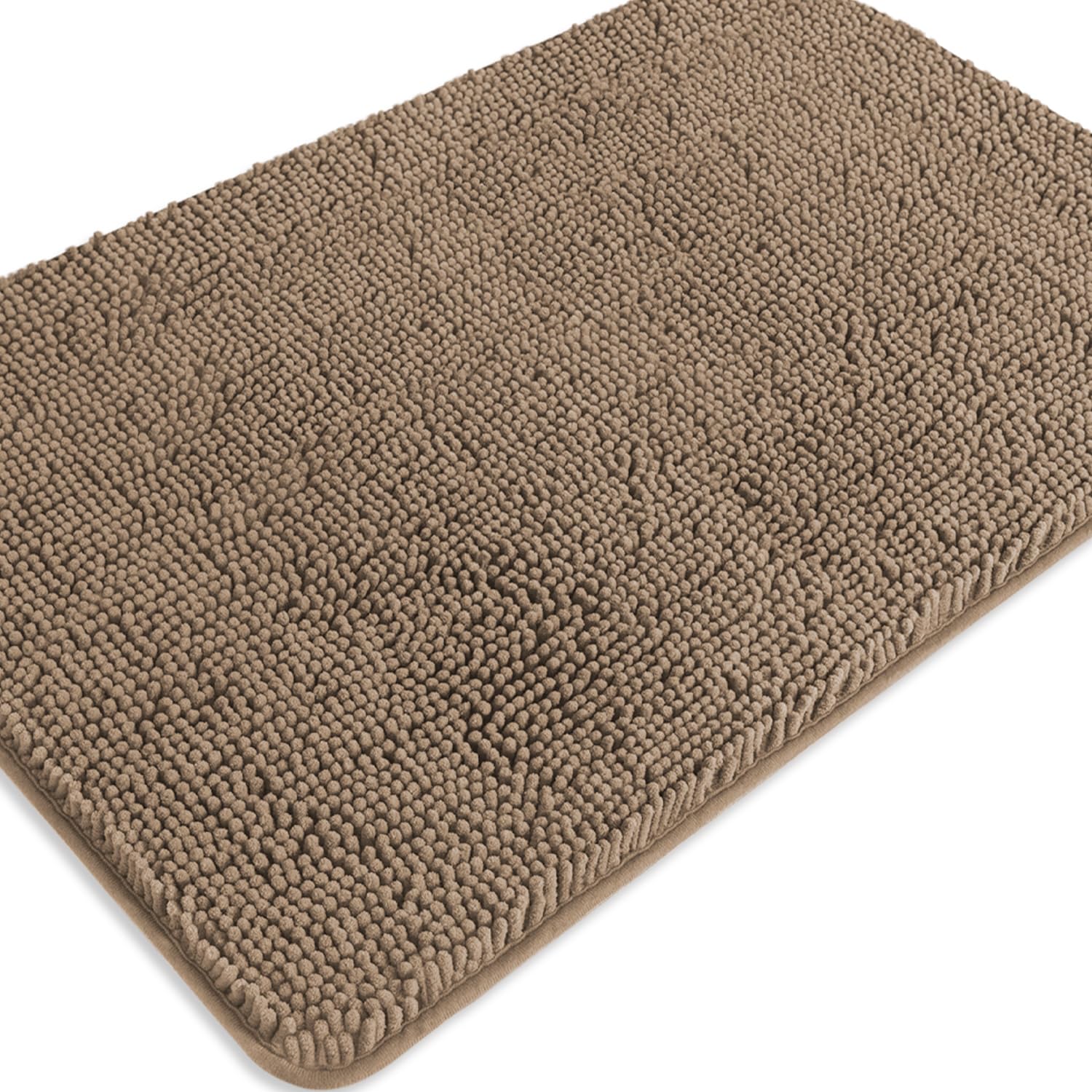 PureSwan Taupe Bathroom Rugs – Absorbent and Washable Bath Mat, Non-Slip, Thick Soft Chenille Bath Rugs for Bathroom Floor, Shower, Sink - 24" x 36"