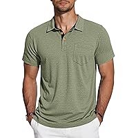 TARAINYA Polo Uomo Cotone Maniche Corte con Tasca Polo Shirt Estivo Verde Oliva L