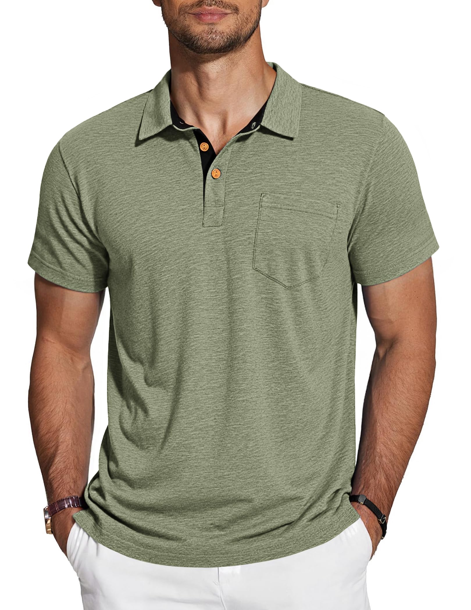 TARAINYA Poloshirt Herren Baumwolle Kurzarm Polo Shirts Männer Sommer mit Brusttasche M-4XL