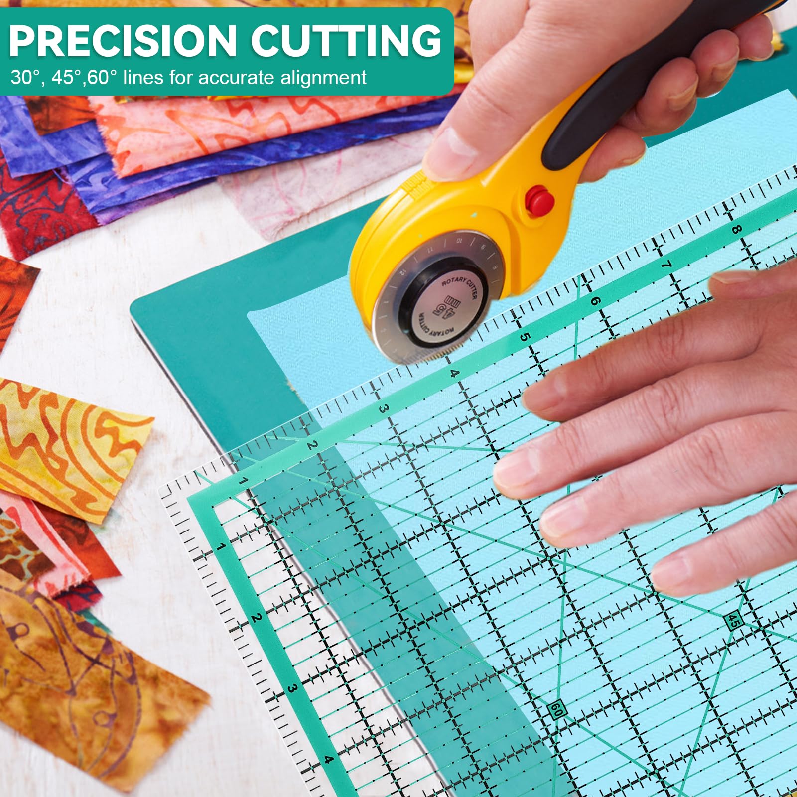 Set di 4 righelli quadrati per trapuntatura, modelli da cucito con 25 anelli antiscivolo, resistenti tagliati al laser per trapuntatura, scrapbooking e progetti artigianali (verde) (Rosa)