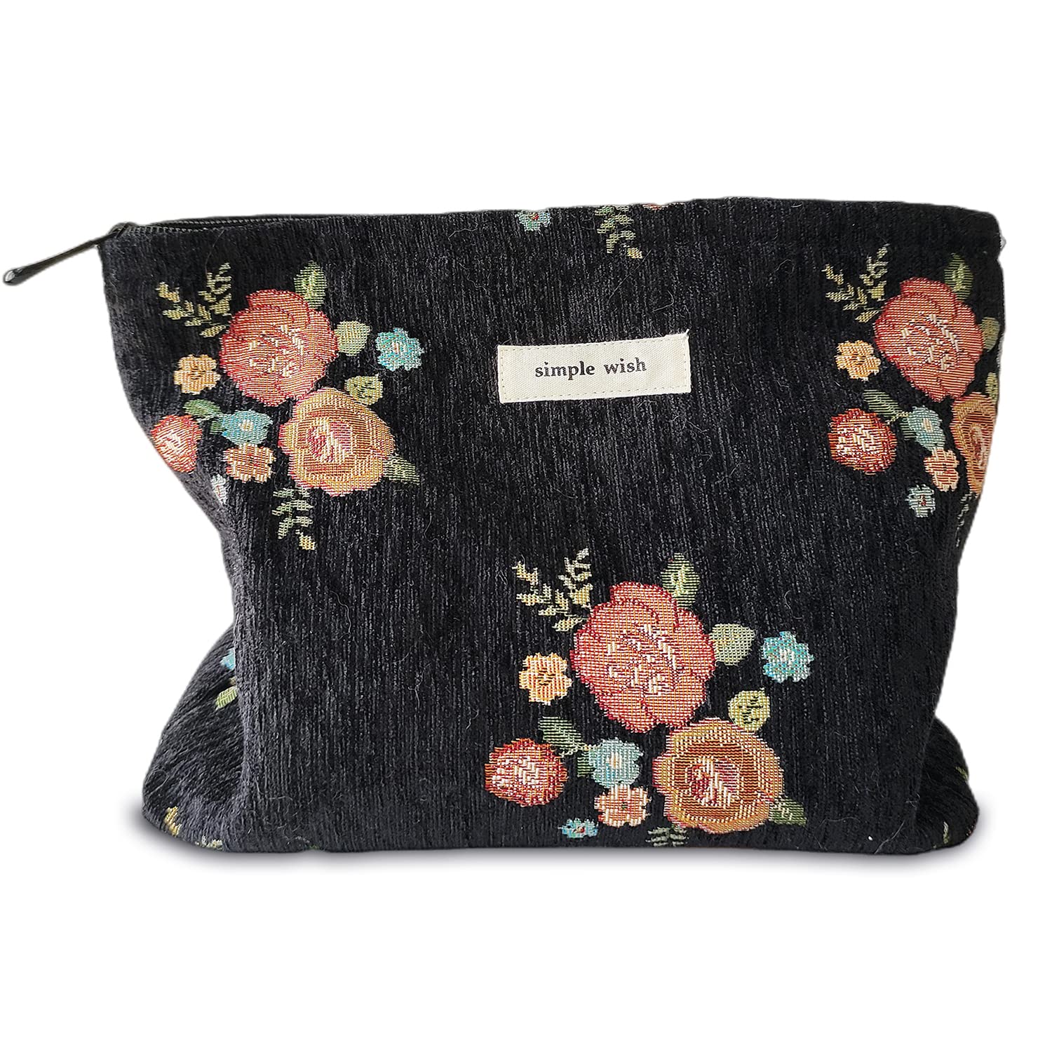 STARDW Aesthetic Floral Makeup Bag Cute Small Cosmetic Bags for Women Girls, Travel Toiletry Bag Large Capacity Zipper Makeup Pouch, Purse Organizer