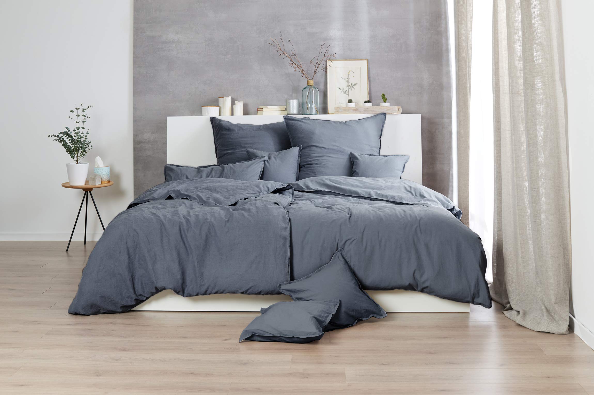 Thomas' rinforzato di biancheria da letto stonewashed | 888 Antracite – 135 X 200