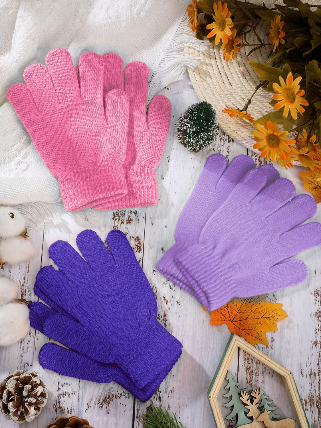 3 Pairs Toddler Gloves Kids Mittens Winter Warm Knitted Gloves Full Finger Mittens for Toddler Boys and Girls - Image 7