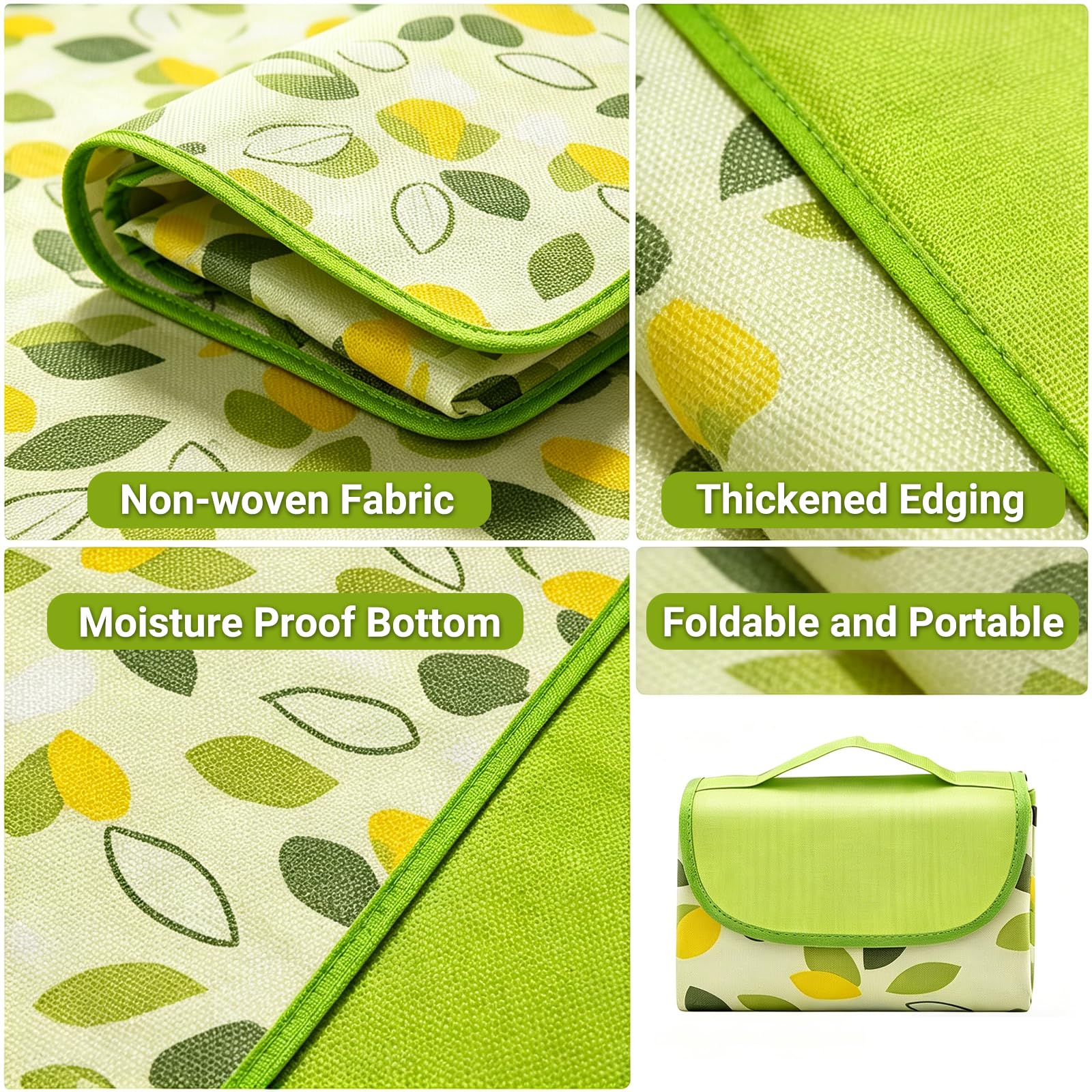 Coperta Picnic Impermeabile 200x200cm Gigante Portatile Antisabbia Antierba per Campeggio Spiaggia