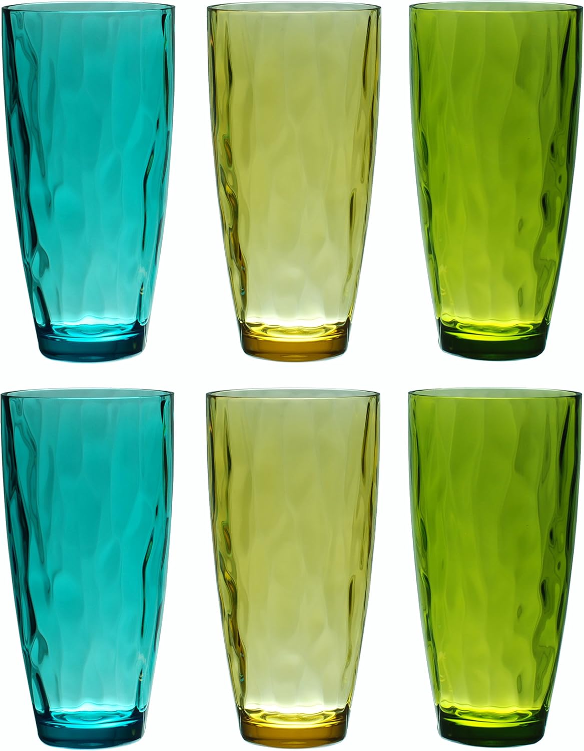 QGoods QG 23 fl oz BPA Free Acrylic Plastic Iced Tea Cup Glass Tumbler Set of 6 - Assorted Colors DF131