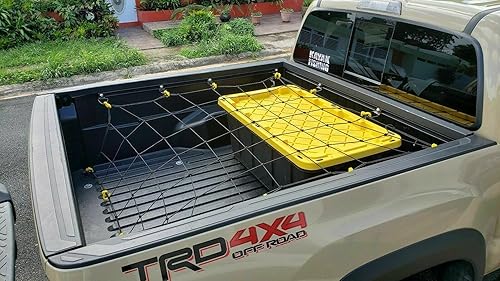 Red de carga con ganchos de amarre para Toyota Tacoma para cama larga de tamaño mediano de 60 x 98 pulgadas, red de carga de malla para camioneta