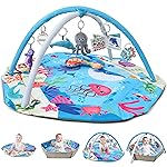 TFDER Baby Gym Play Mat, 8-in-1 Tummy Time Mat & Activity Gym, Washable Ball Pit, Infant Play Mat with Detachable Toys for Sensory Exploration and Motor Skill Development