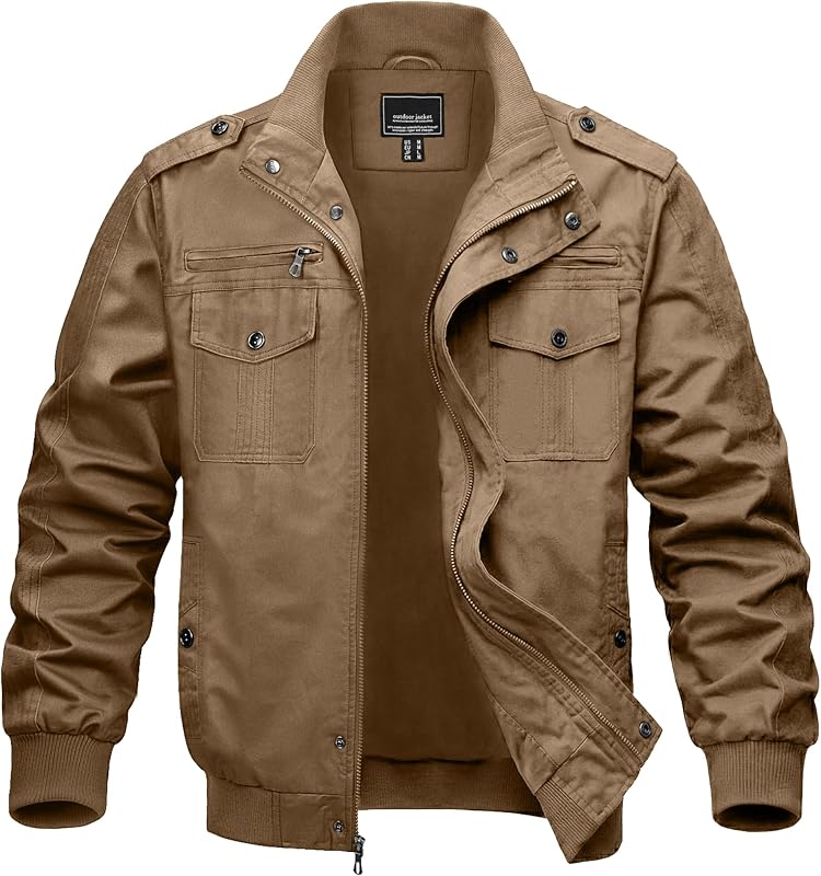 Chaquetas militares ligeras para hombre Full Zip Army Cargo Jacket