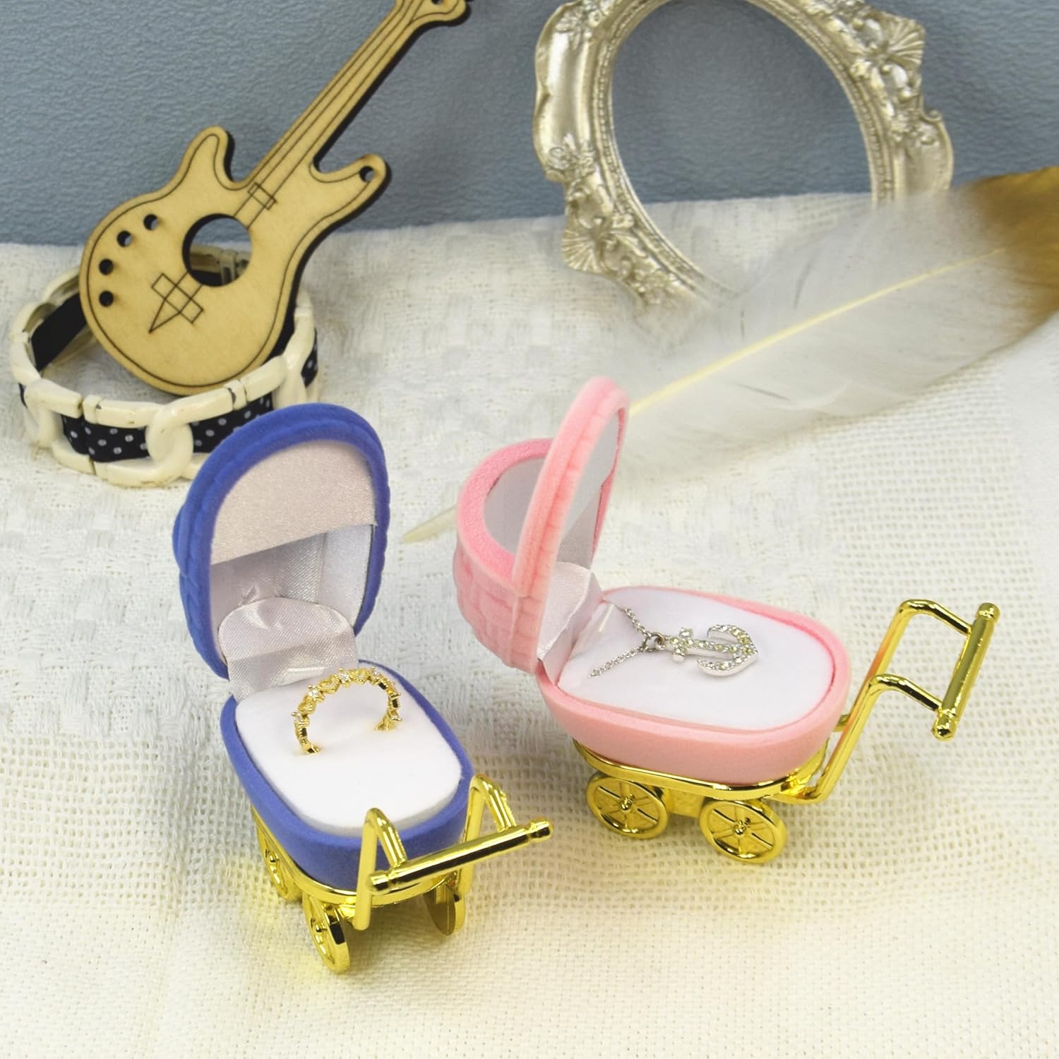 Baby Stroller Jewelry Box, European-Style Earring Necklace Jewelry Case, Cute Flocked Ring Box, Ideal Birthday Valentine’s Day Gift for Women, Fun Decor for Vanity Dresser Desk Baby Stroller Jewelry Box, European-Style Earring Necklace Jewelry Case, Cute Flocked Ring Box, Ideal Birthday Valentine’s Day Gift for Women, Fun Decor for Vanity Dresser Desk