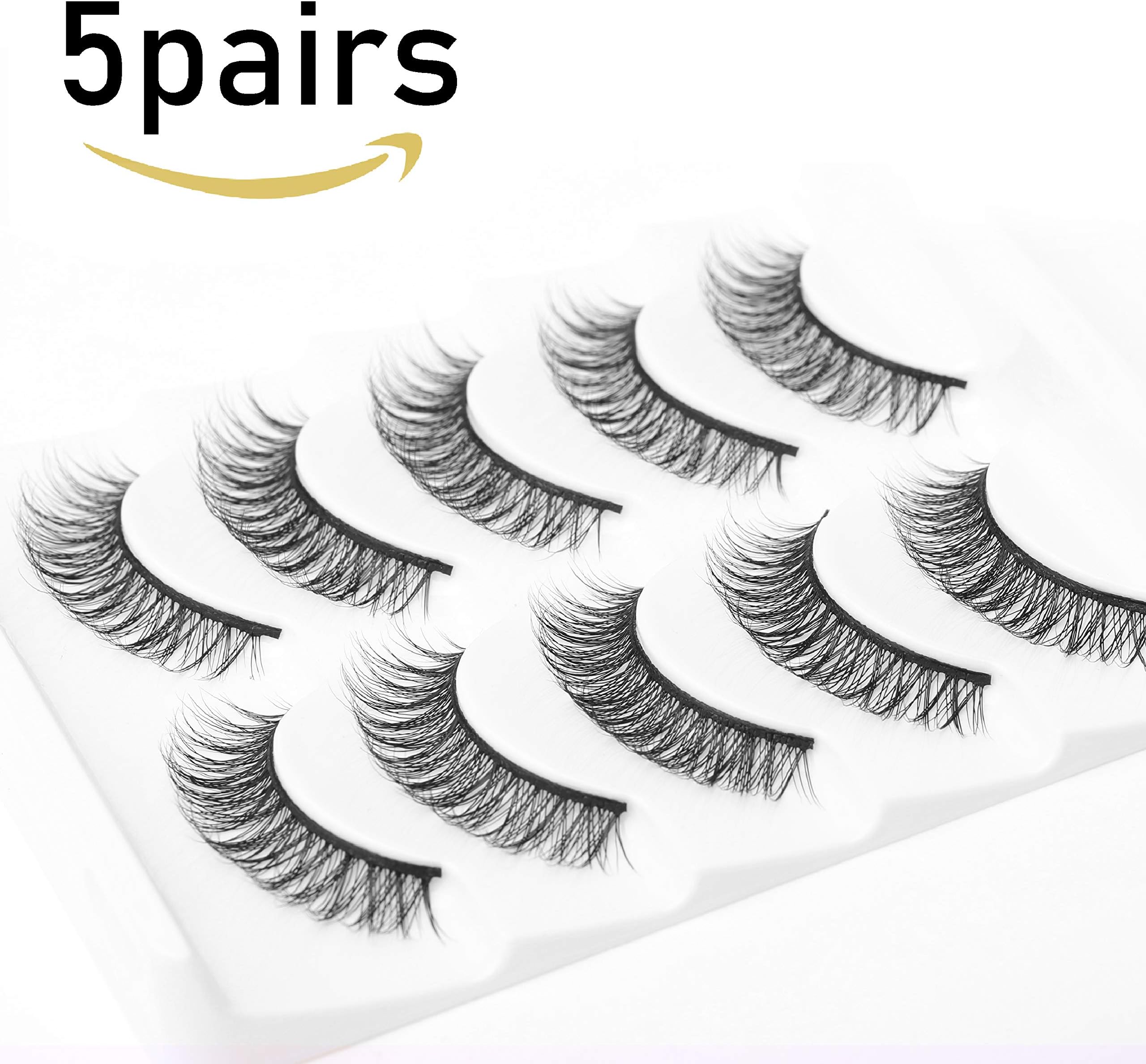Arimika Handmade 5 Pairs Pack Lightweight Natural Look Mink Lashes/False Eyelashes For Makeup